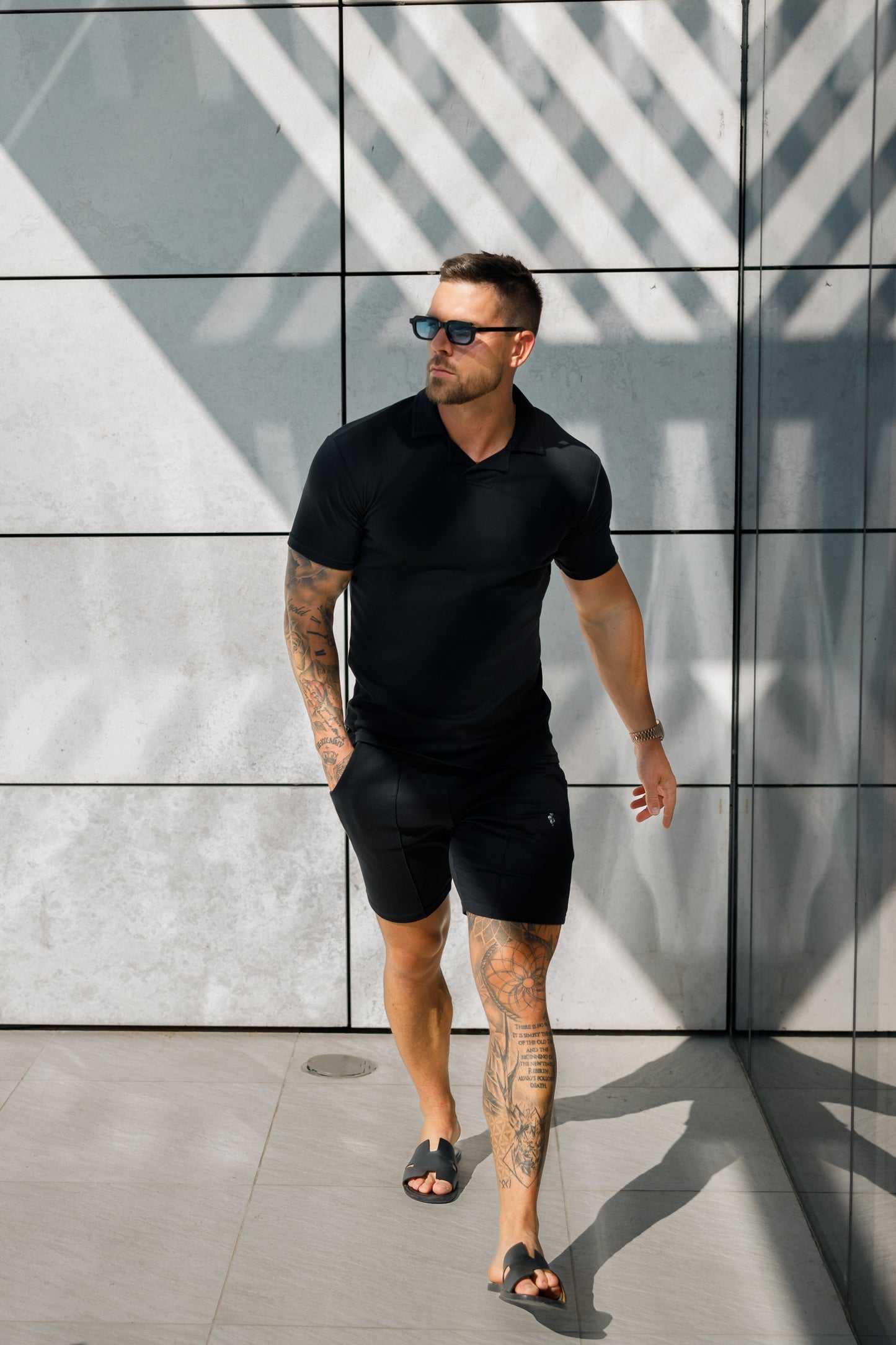 Timeless Classic Black Polo Shirt with Elegant Revere Collar - FSH1060 by Father Sons