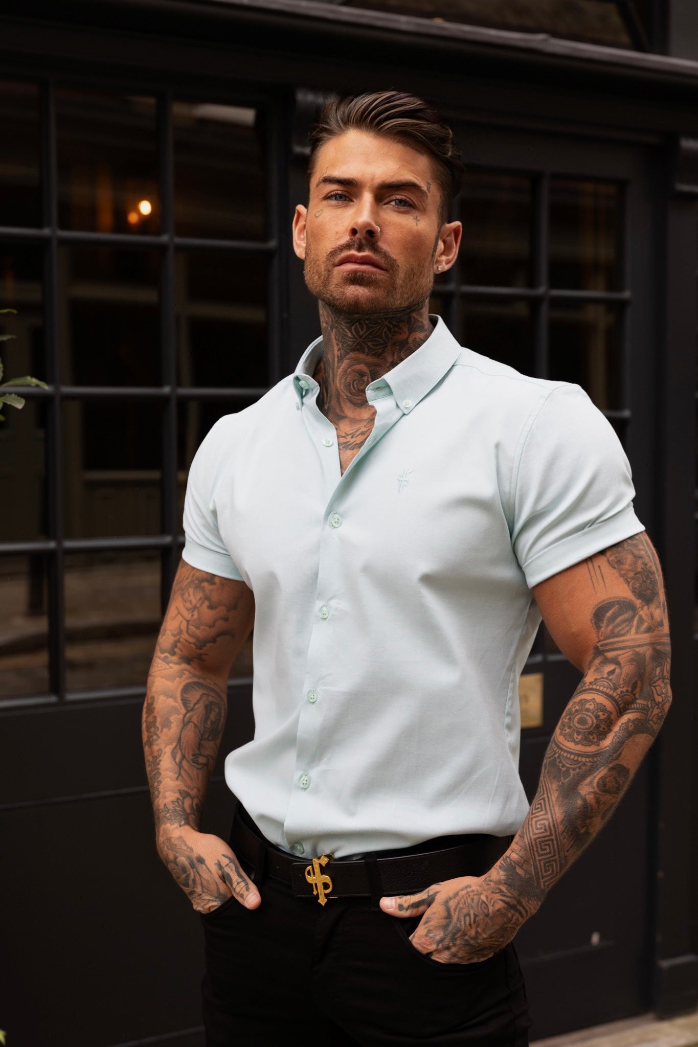 Father Sons Mint Classic Stretch Oxford Short Sleeve Shirt - FS1011