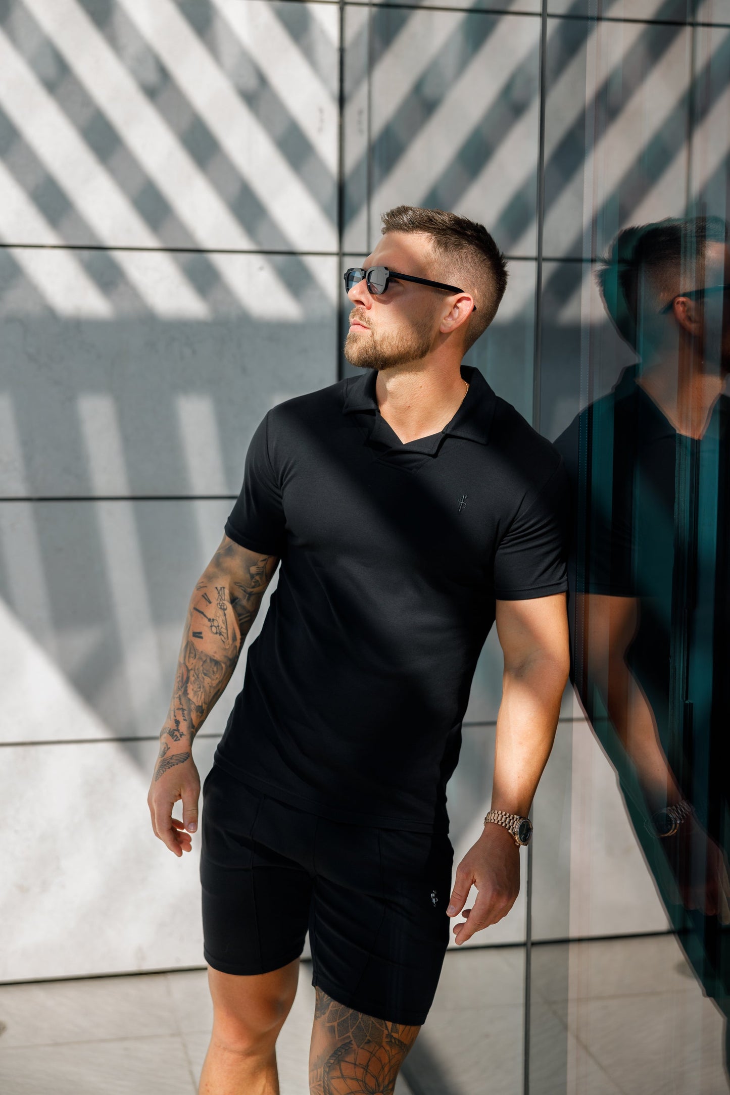 Timeless Classic Black Polo Shirt with Elegant Revere Collar - FSH1060 by Father Sons
