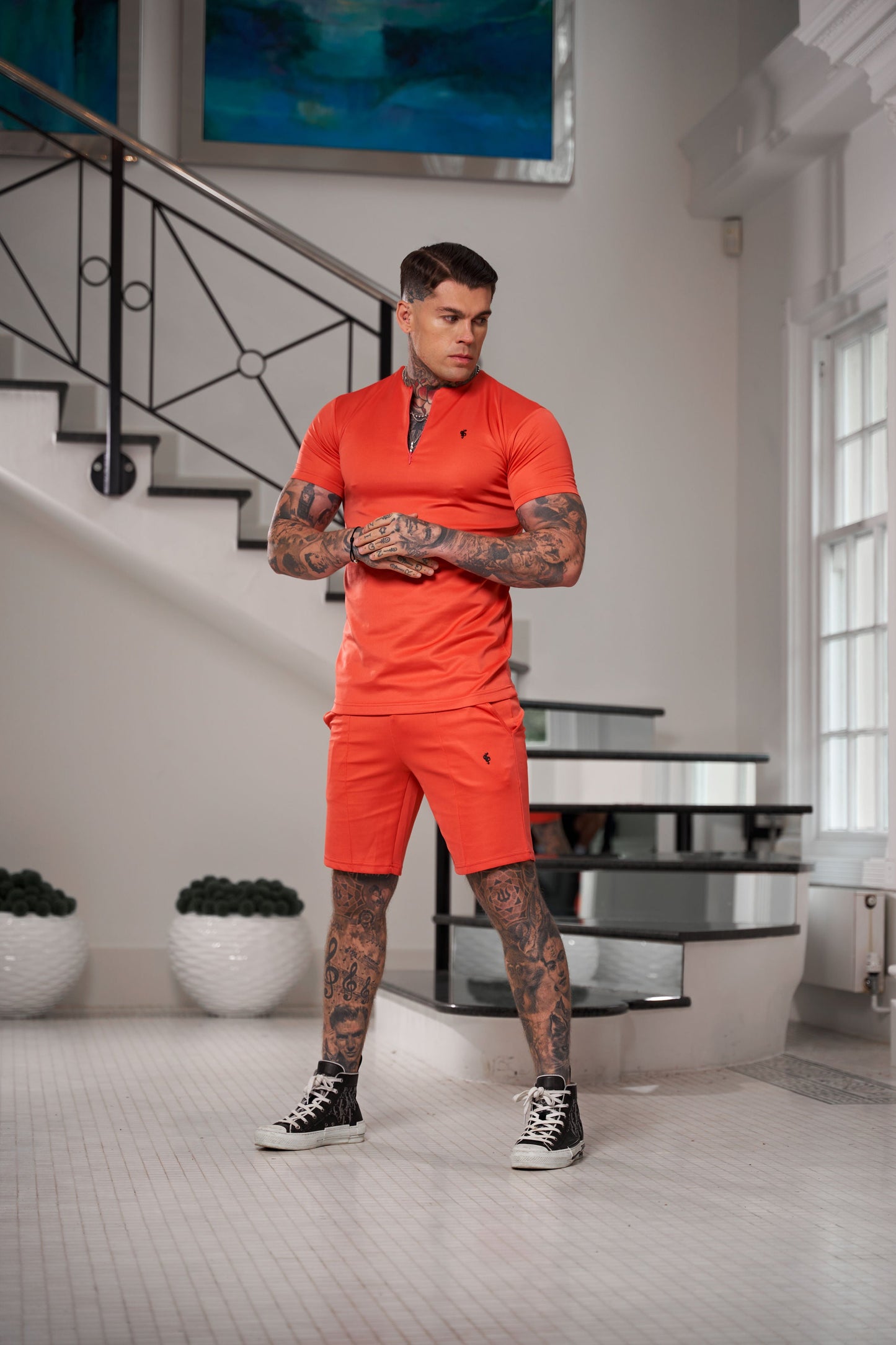 Elevate Your Summer Wardrobe with Father Sons Scuba Coral & Black Pintuck Drawstring Shorts - FSH1043