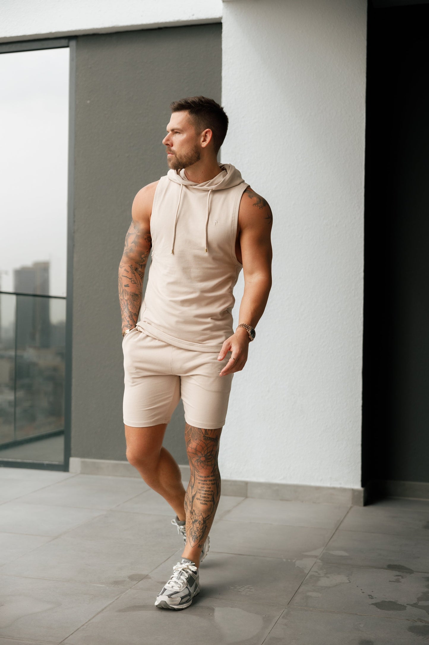 Elevate Your Wardrobe with Father Sons Beige Stretch-Fit Shorts - FSH900!