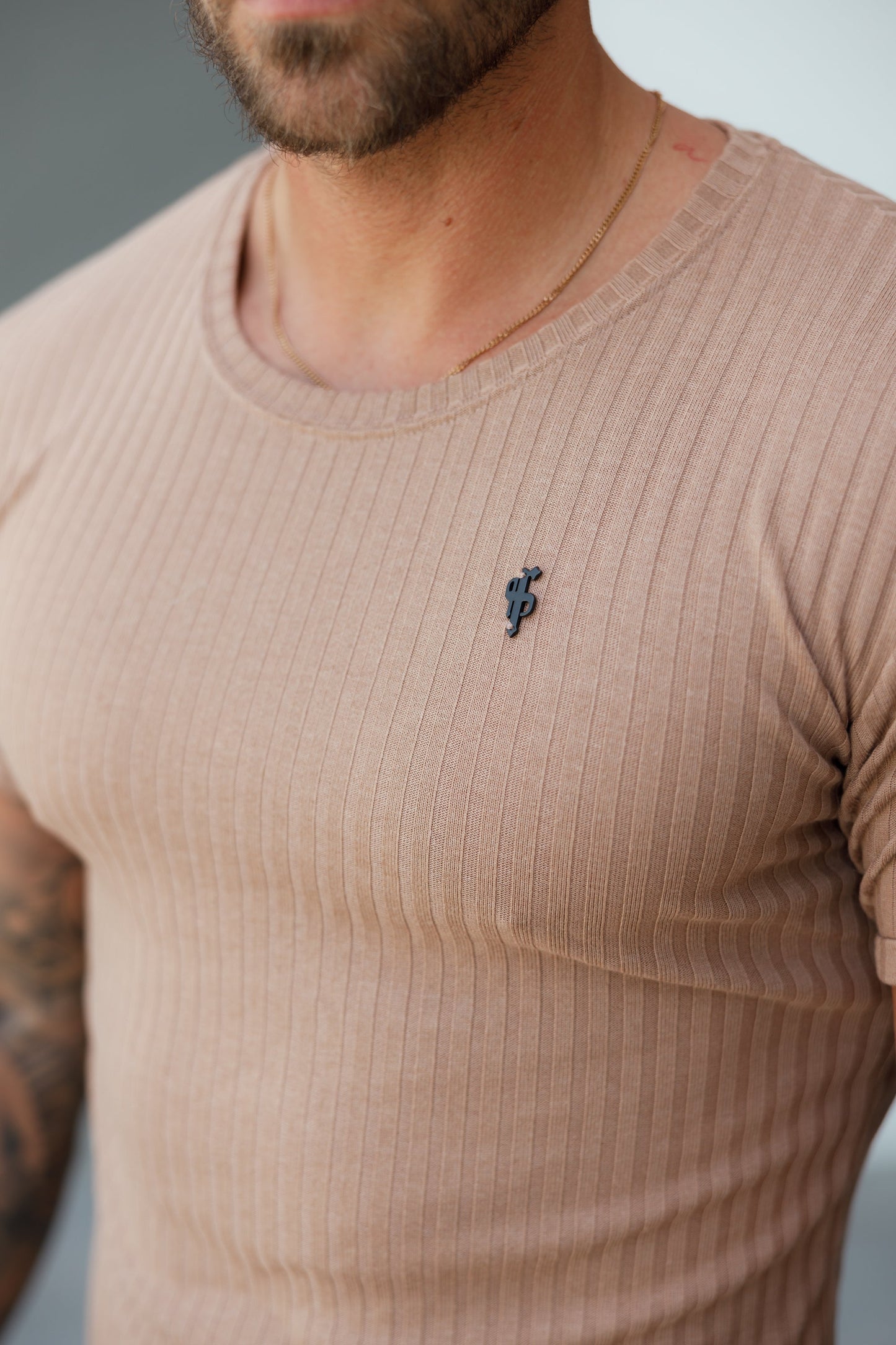 Elevate Your Wardrobe with Father Sons Classic Black Ribbed Knit Super Slim Short Sleeve Crew Tee - FSH1090