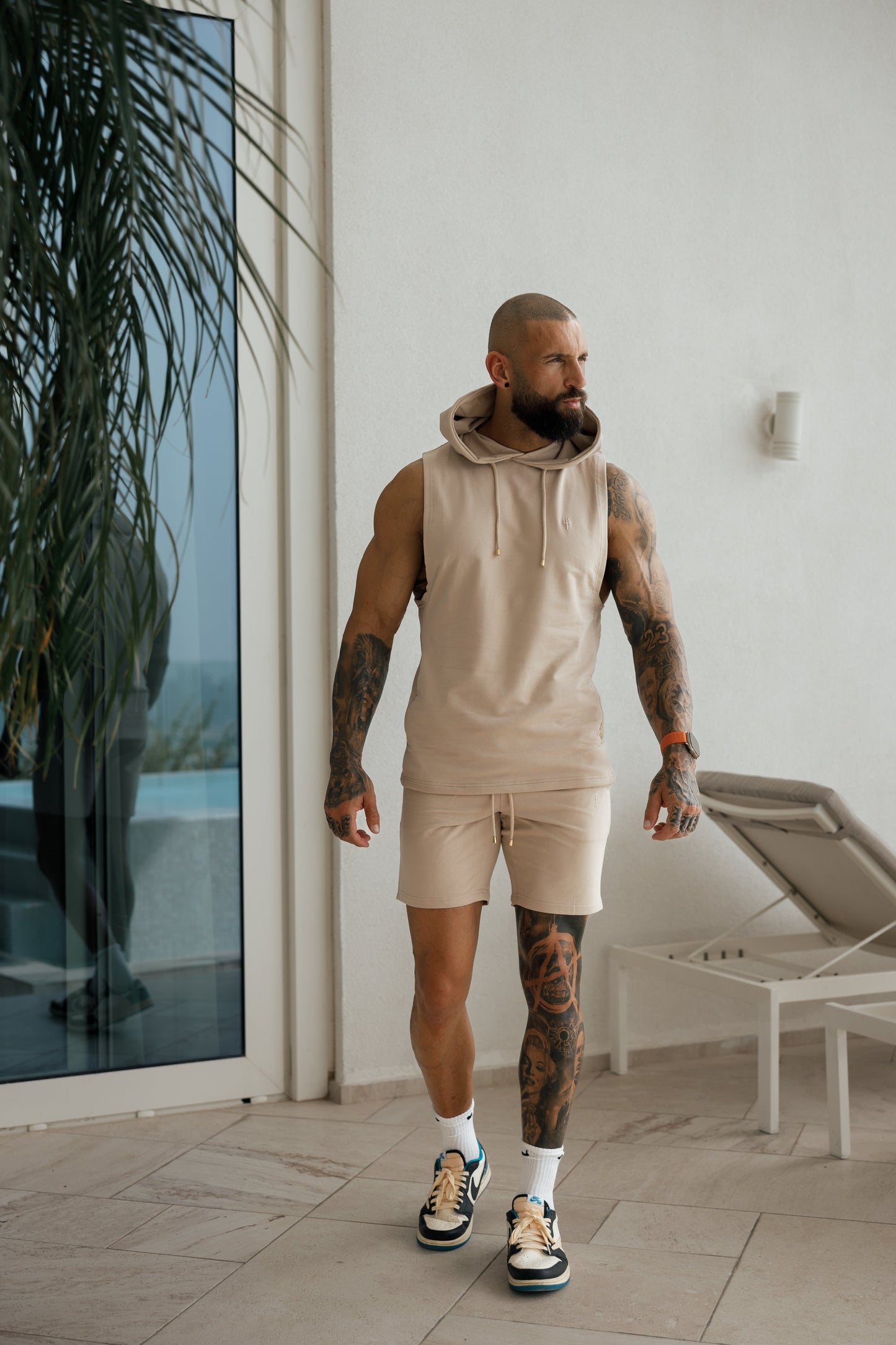 Elevate Your Wardrobe with Father Sons Beige Stretch-Fit Shorts - FSH900!
