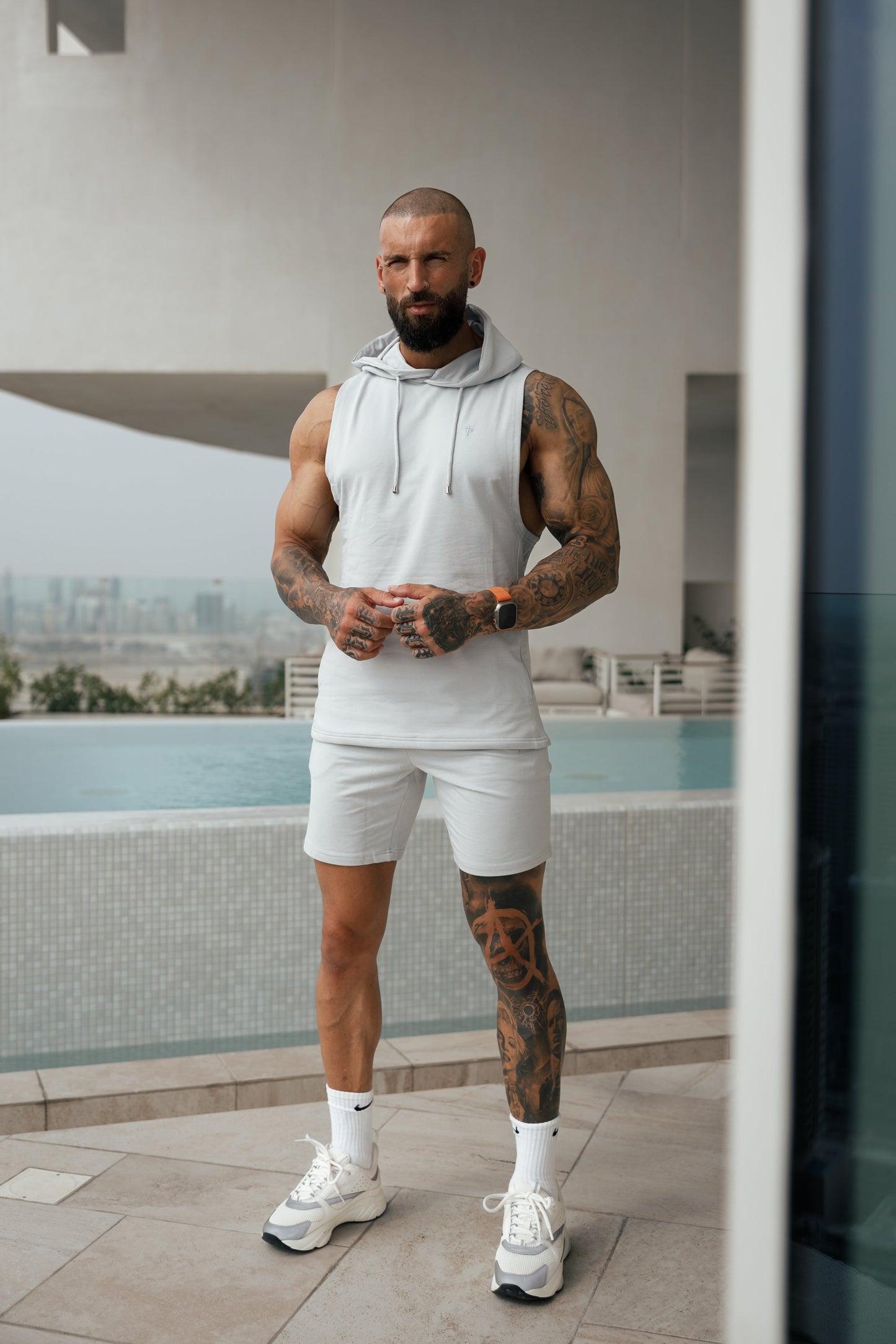 Stylish Light Grey Elasticated Shorts for Father & Sons - FSH899