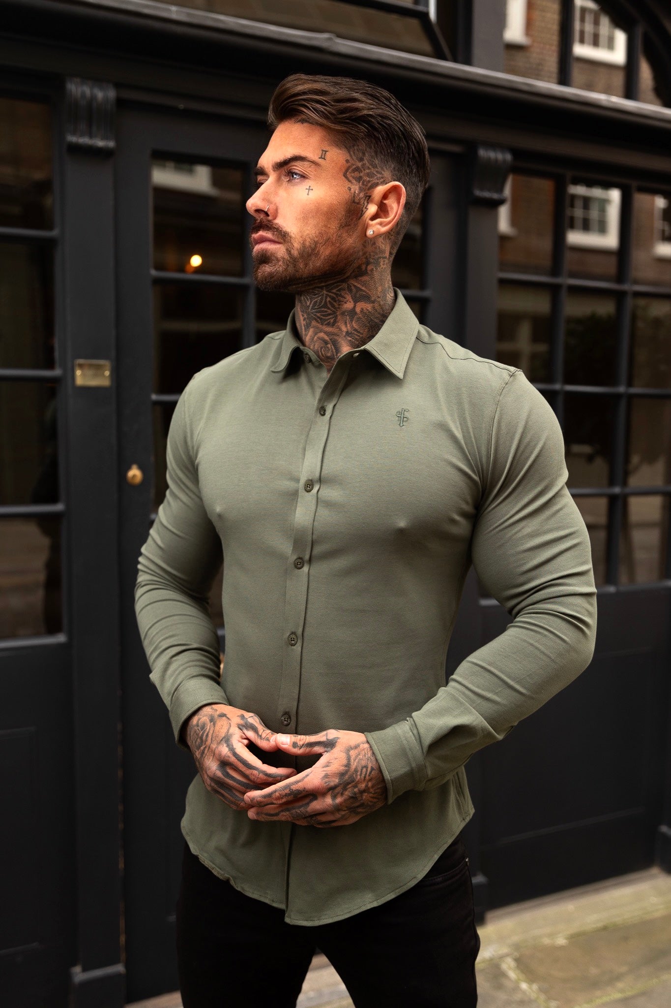 Stylish Fitted Khaki Long Sleeve Jersey for Father Sons - FSD003