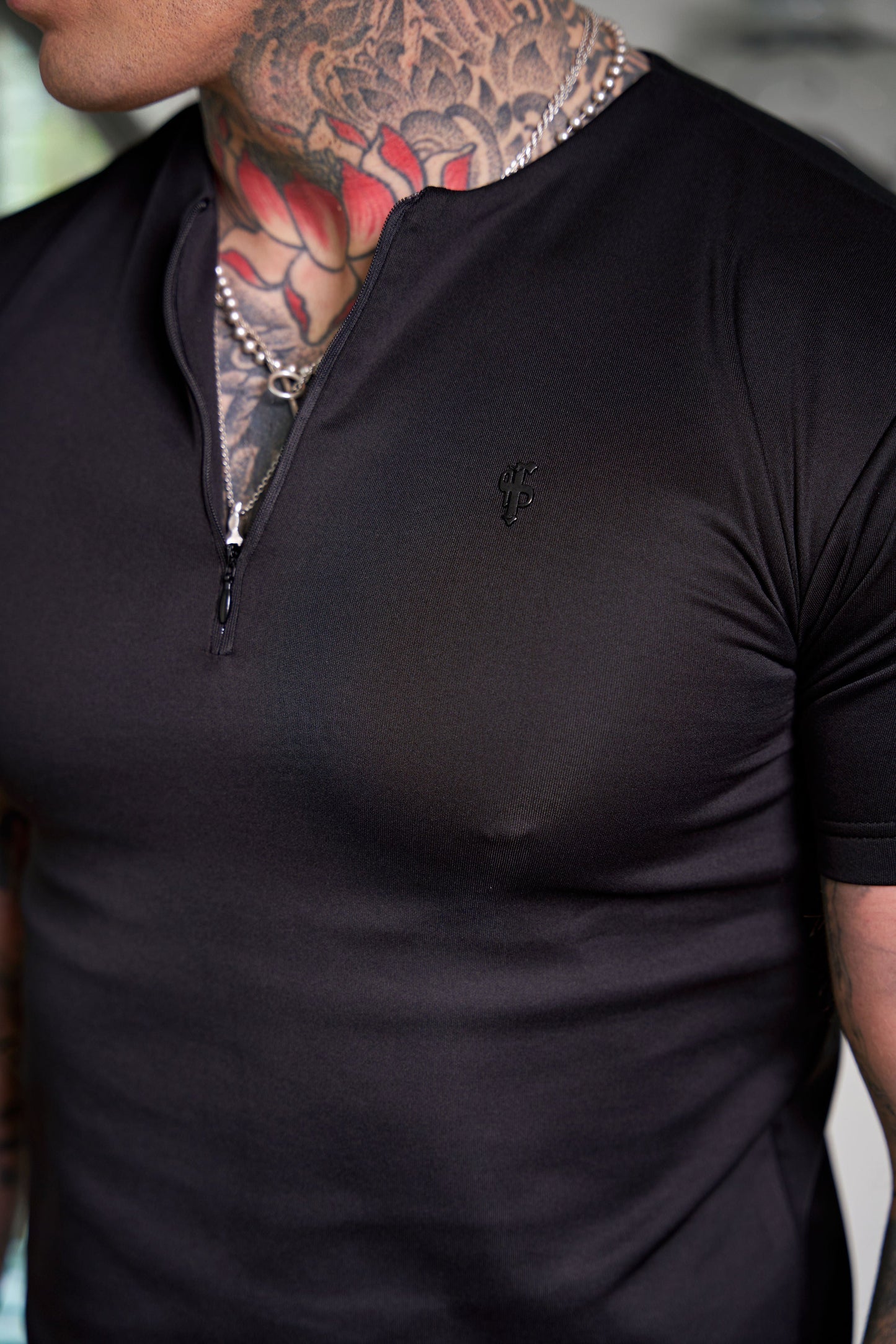Elevate Your Style with the Father Sons Black Scuba Crew T-Shirt Featuring Zip Detail - FSH1031