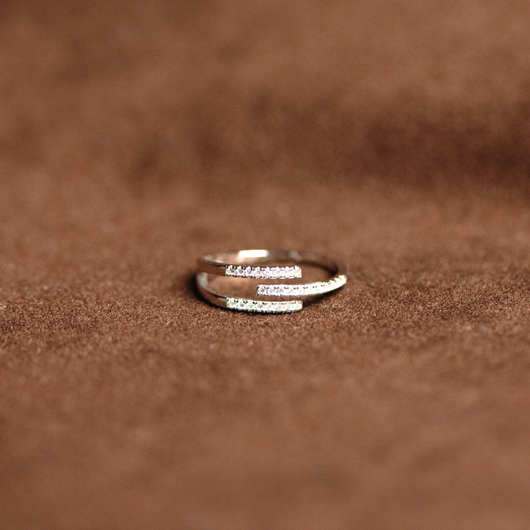Our Paths Have Met For A Reason Triple Parallel PAVÉ Ring