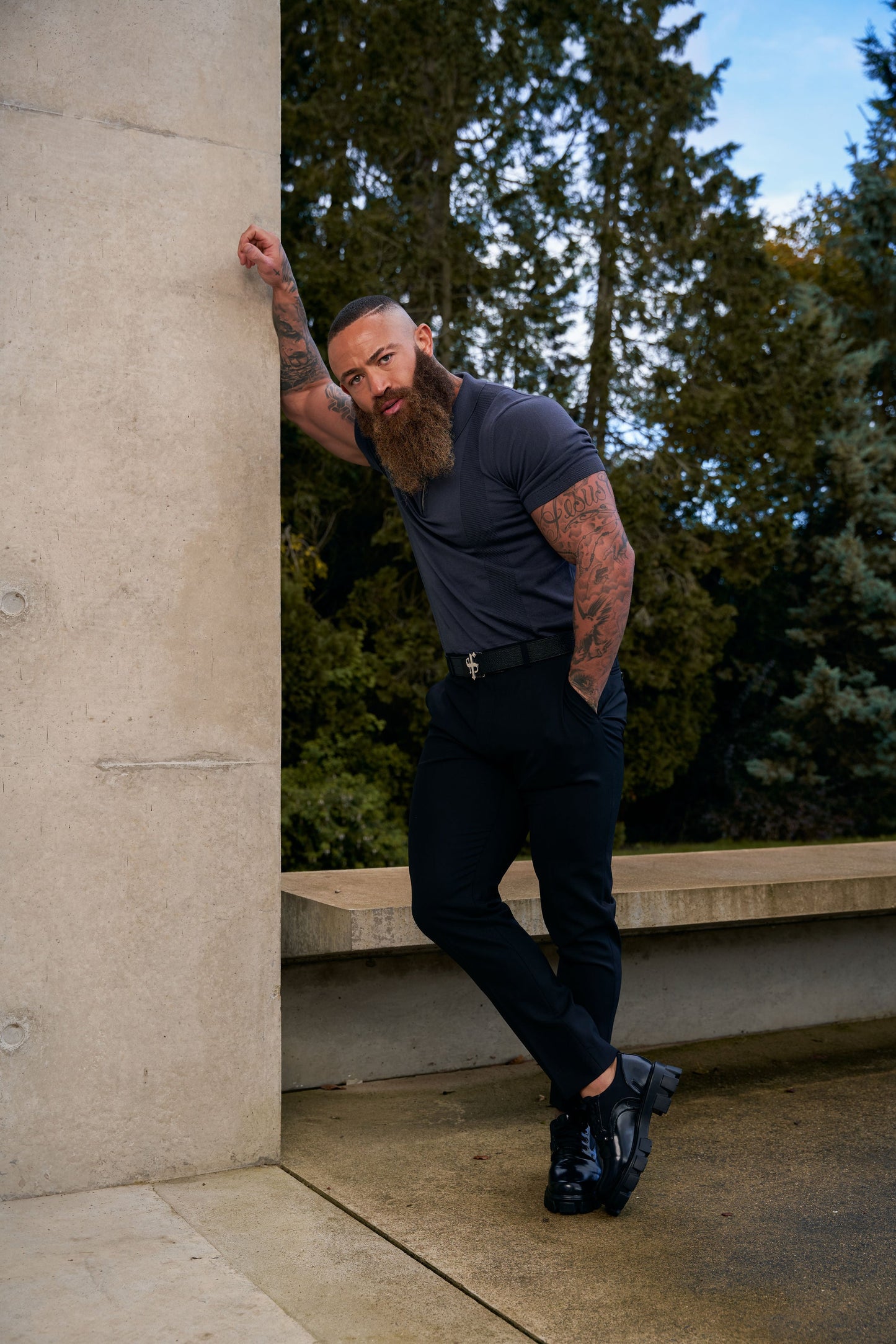 Elevate Your Style with the Father Sons Classic Short Sleeve Zip Polo in Gunmetal and Silver - FSN133