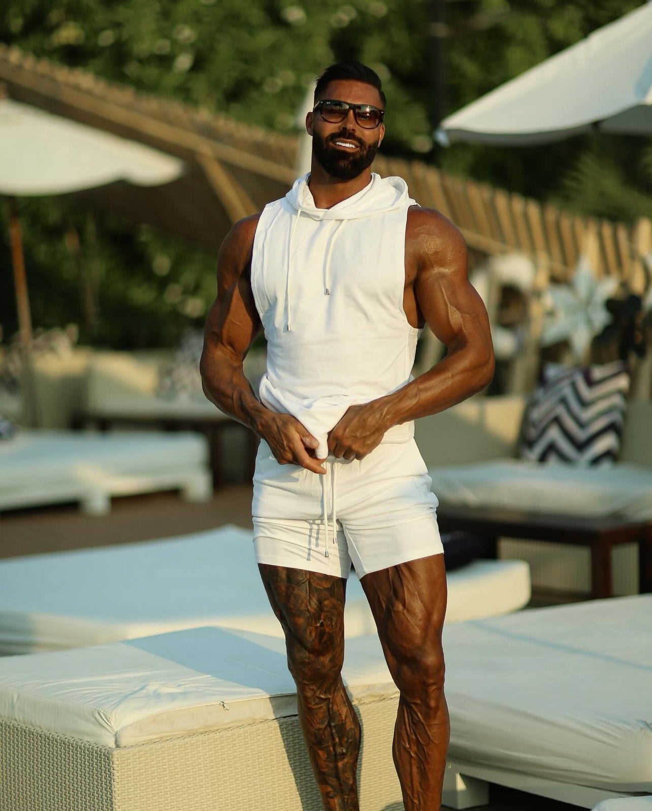 Elevate Your Workout with the Father Sons Sleek Sleeveless White Gym Hoodie - FSH897