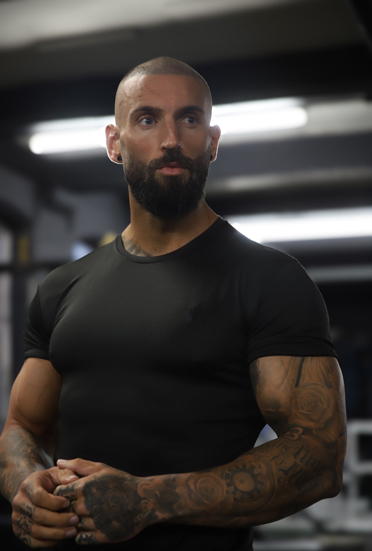 Elevate Your Workout with the Father Sons Sleek Black Gym Crew - FSH881