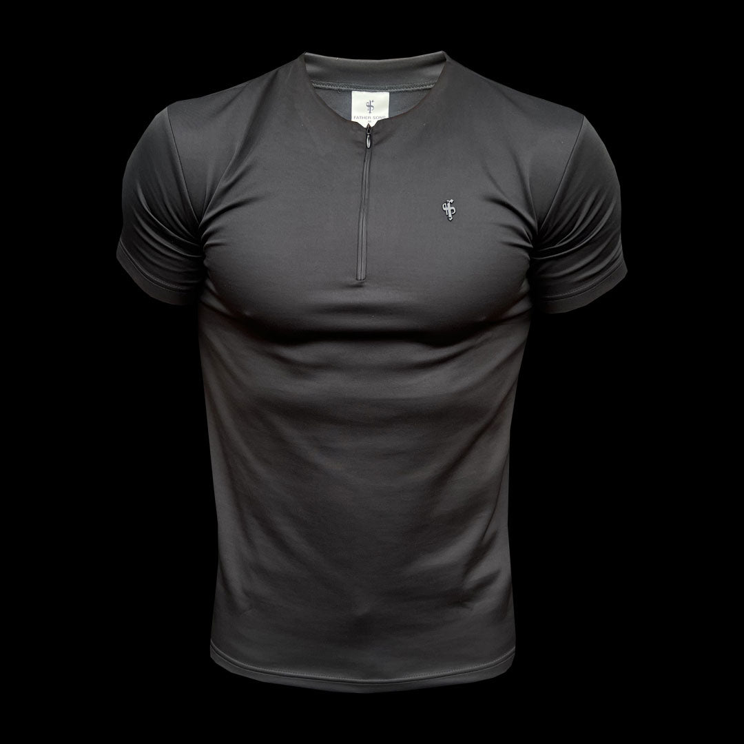 Elevate Your Style with the Father Sons Black Scuba Crew T-Shirt Featuring Zip Detail - FSH1031