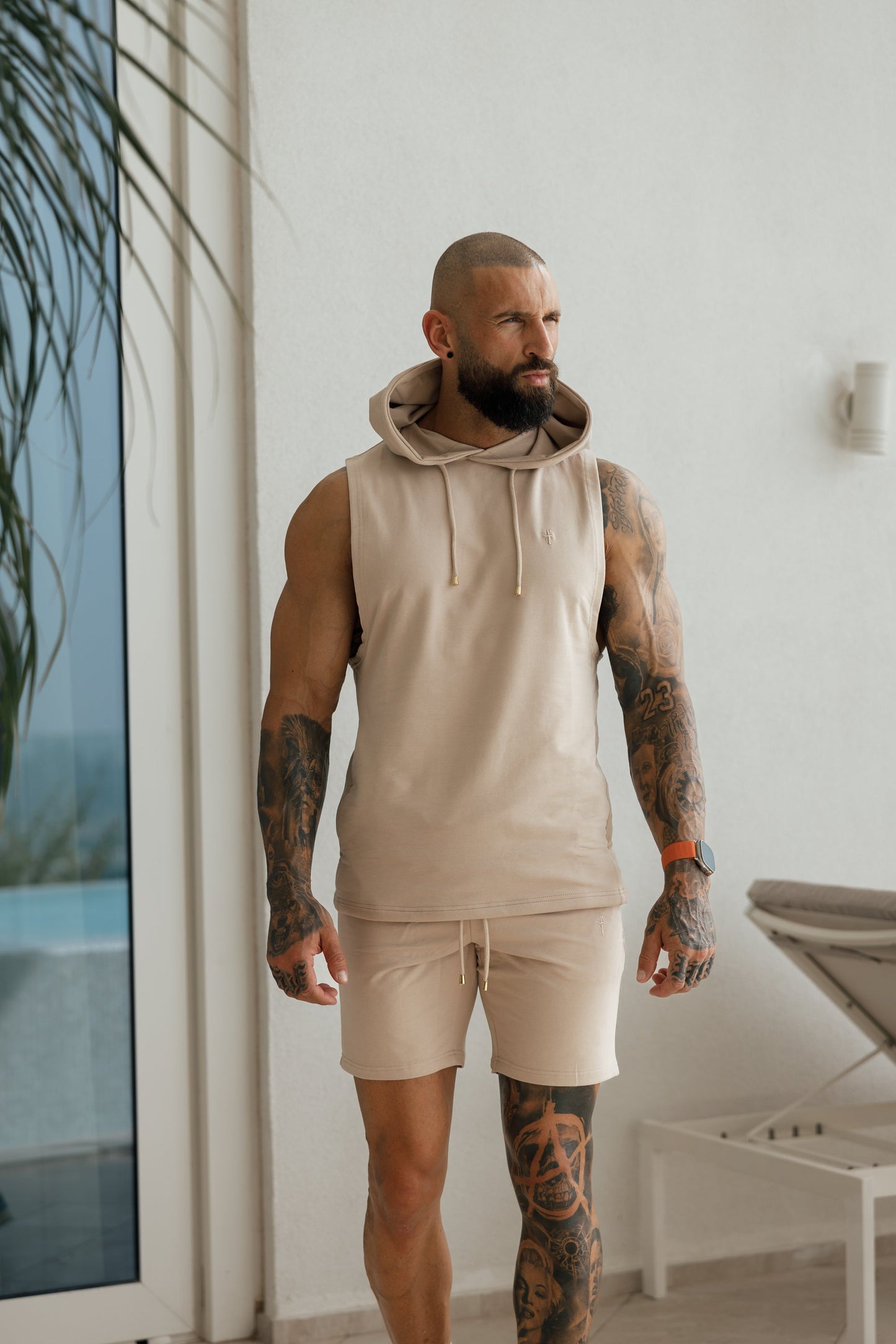 Elevate Your Wardrobe with Father Sons Beige Stretch-Fit Shorts - FSH900!