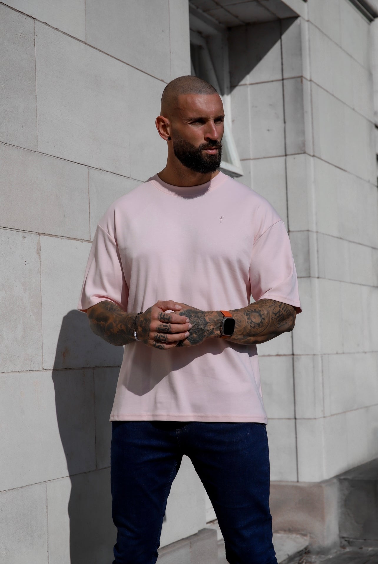 Father Sons Classic Pink Oversized Crew Tee - FSH870
