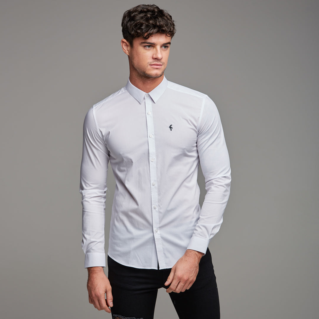 Elevate Your Style with Father Sons Super Slim Stretch Classic White Shirt - FS099