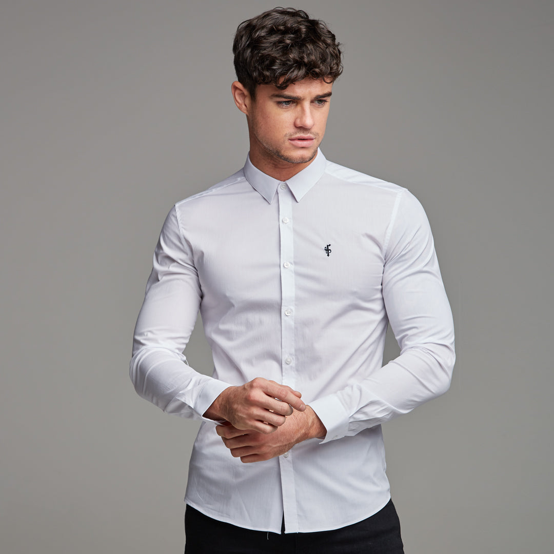 Elevate Your Style with Father Sons Super Slim Stretch Classic White Shirt - FS099