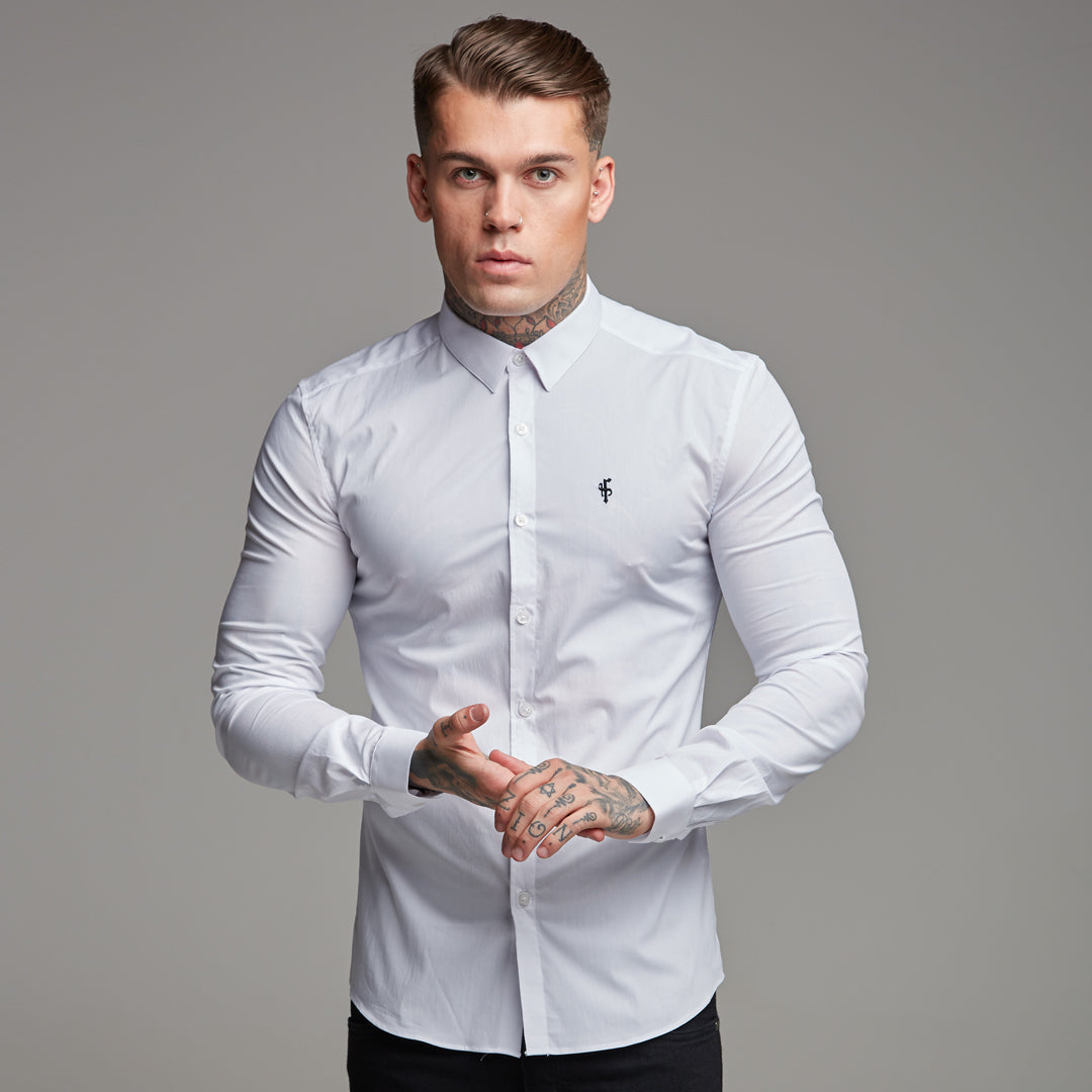 Elevate Your Style with Father Sons Super Slim Stretch Classic White Shirt - FS099