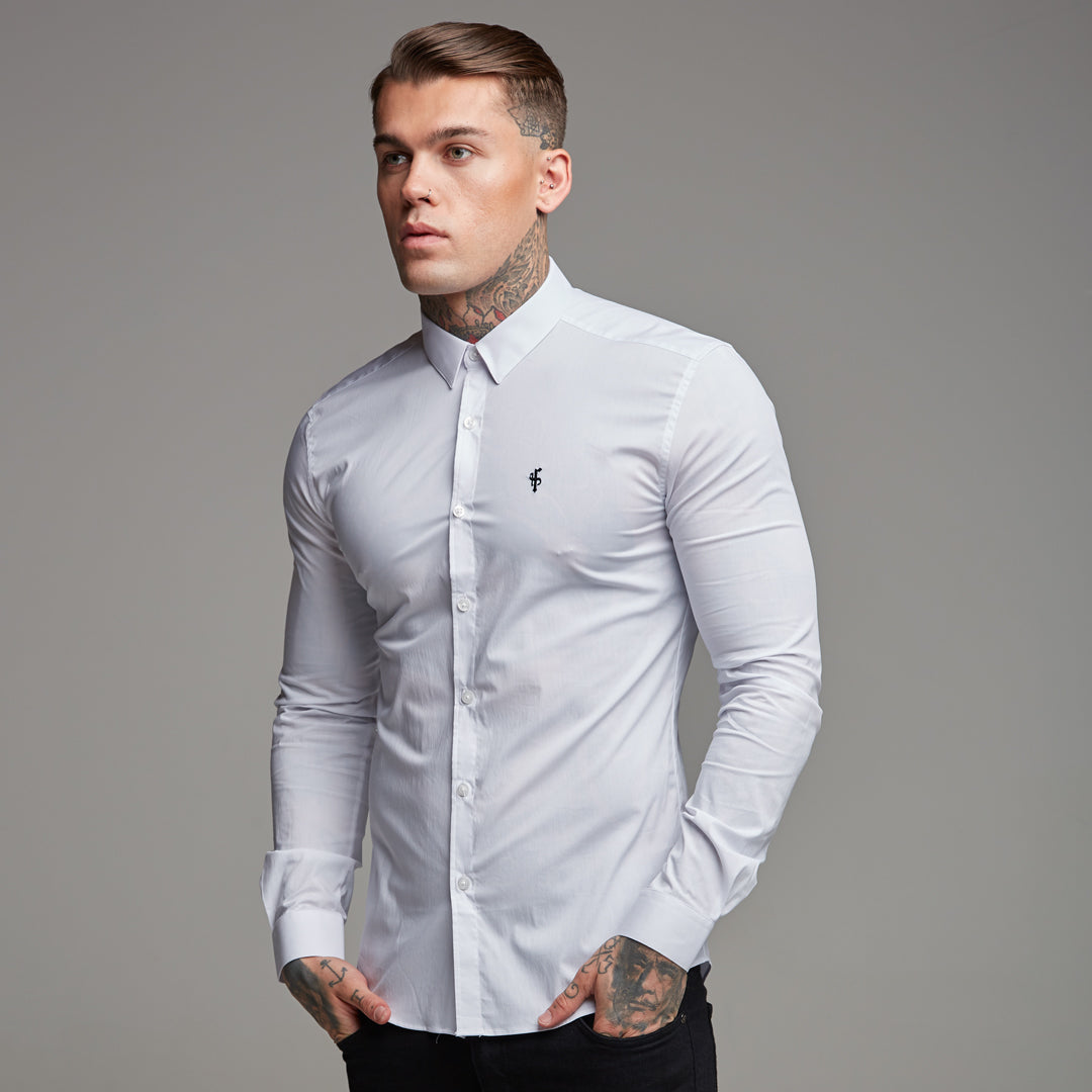 Elevate Your Style with Father Sons Super Slim Stretch Classic White Shirt - FS099