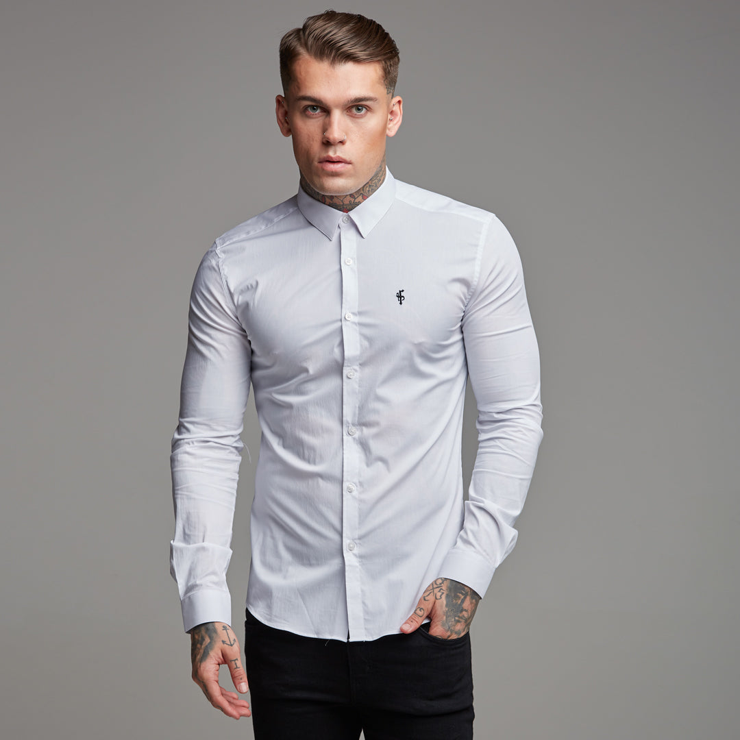 Elevate Your Style with Father Sons Super Slim Stretch Classic White Shirt - FS099