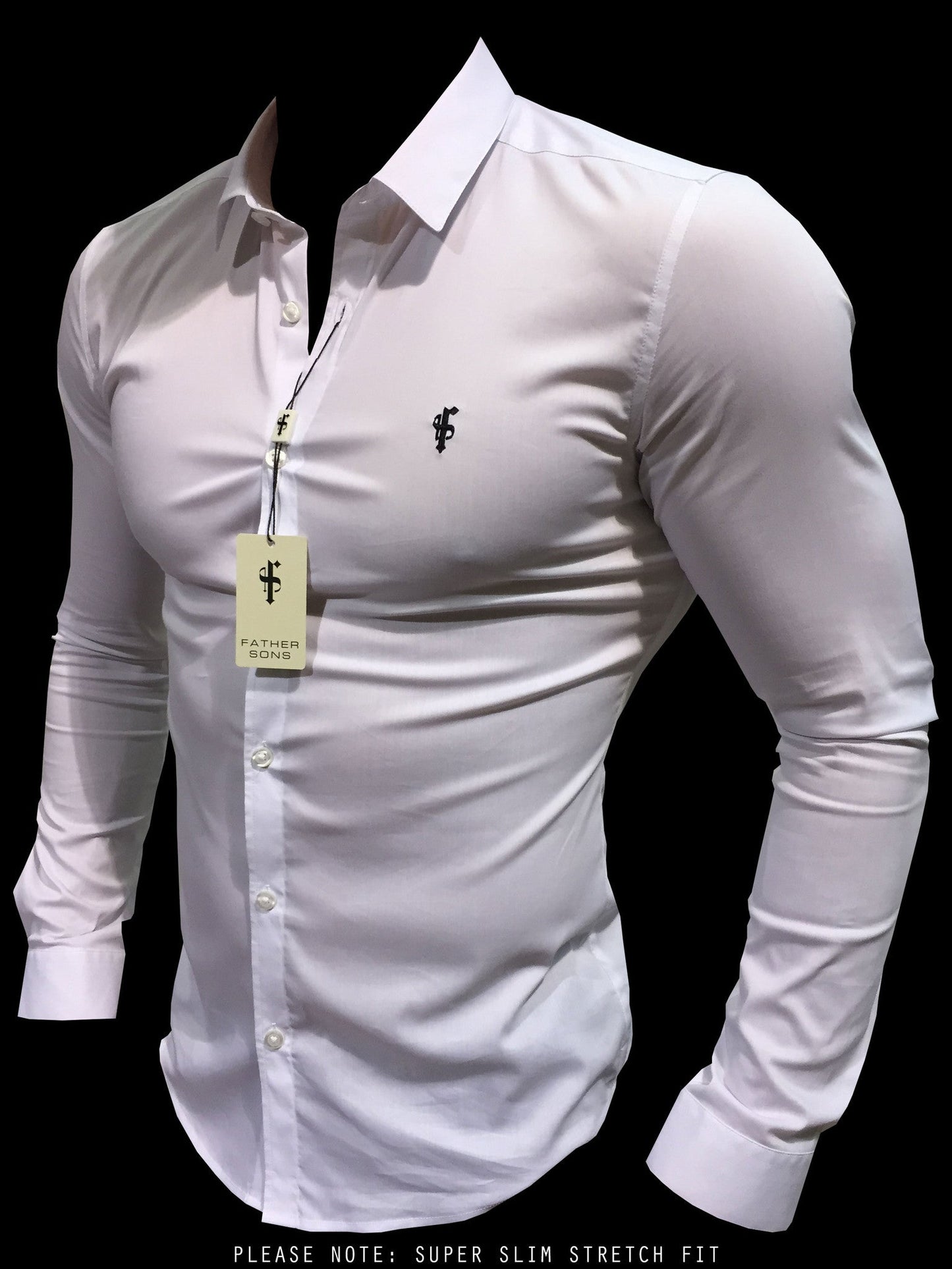 Elevate Your Style with Father Sons Super Slim Stretch Classic White Shirt - FS099