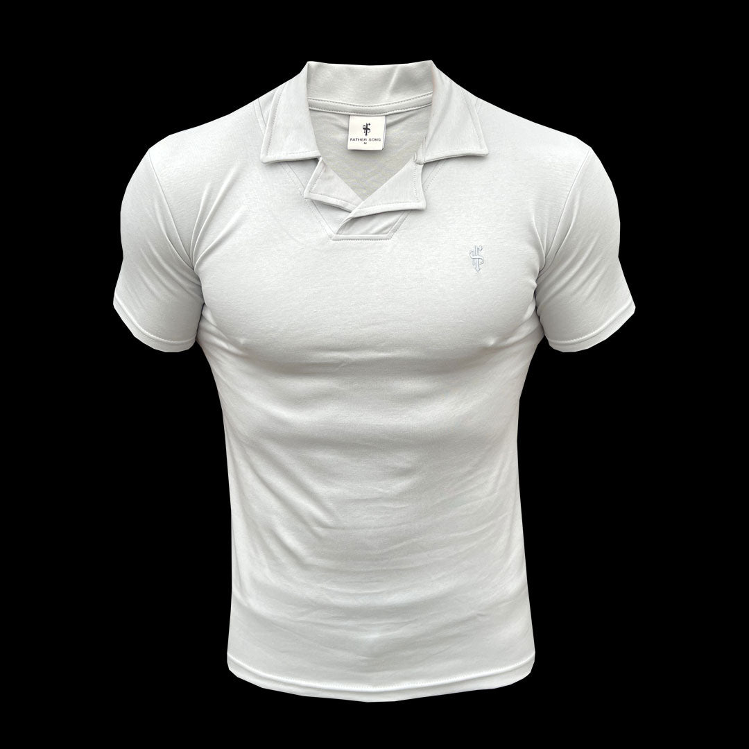 Elegant Light Grey Polo Shirt with Revere Collar by Father Sons - FSH1063