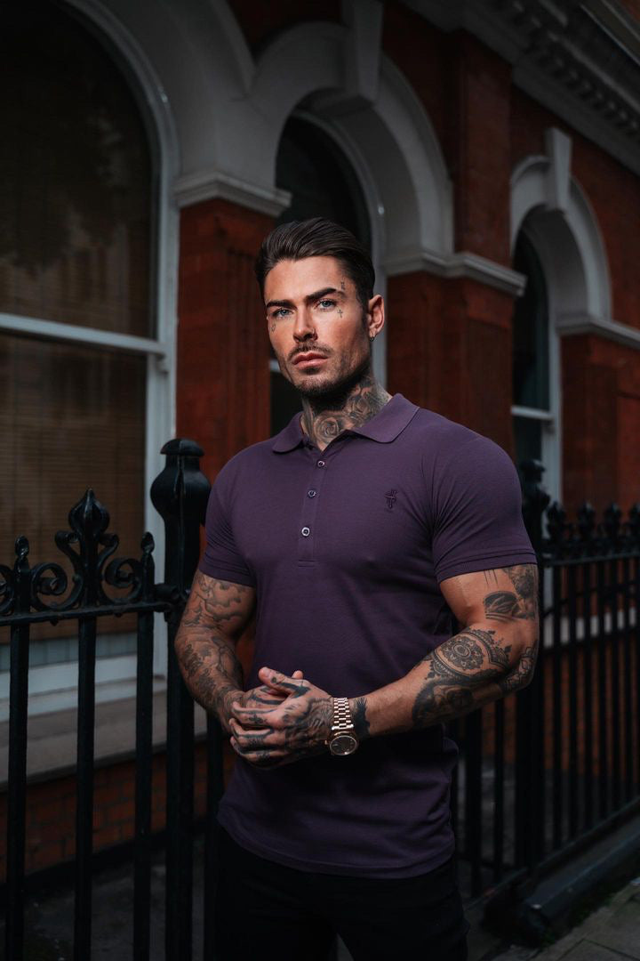Elevate Your Style with the Father Sons Classic Plum Polo Shirt Featuring Elegant Tonal Button and Embroidery - FSH879