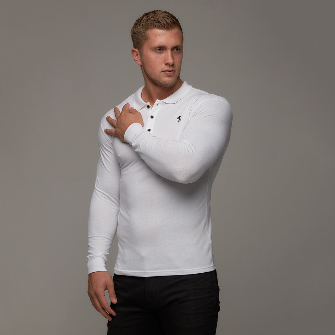 Elevate Your Wardrobe with the Father Sons Elegant Long Sleeve White Polo - FSH039