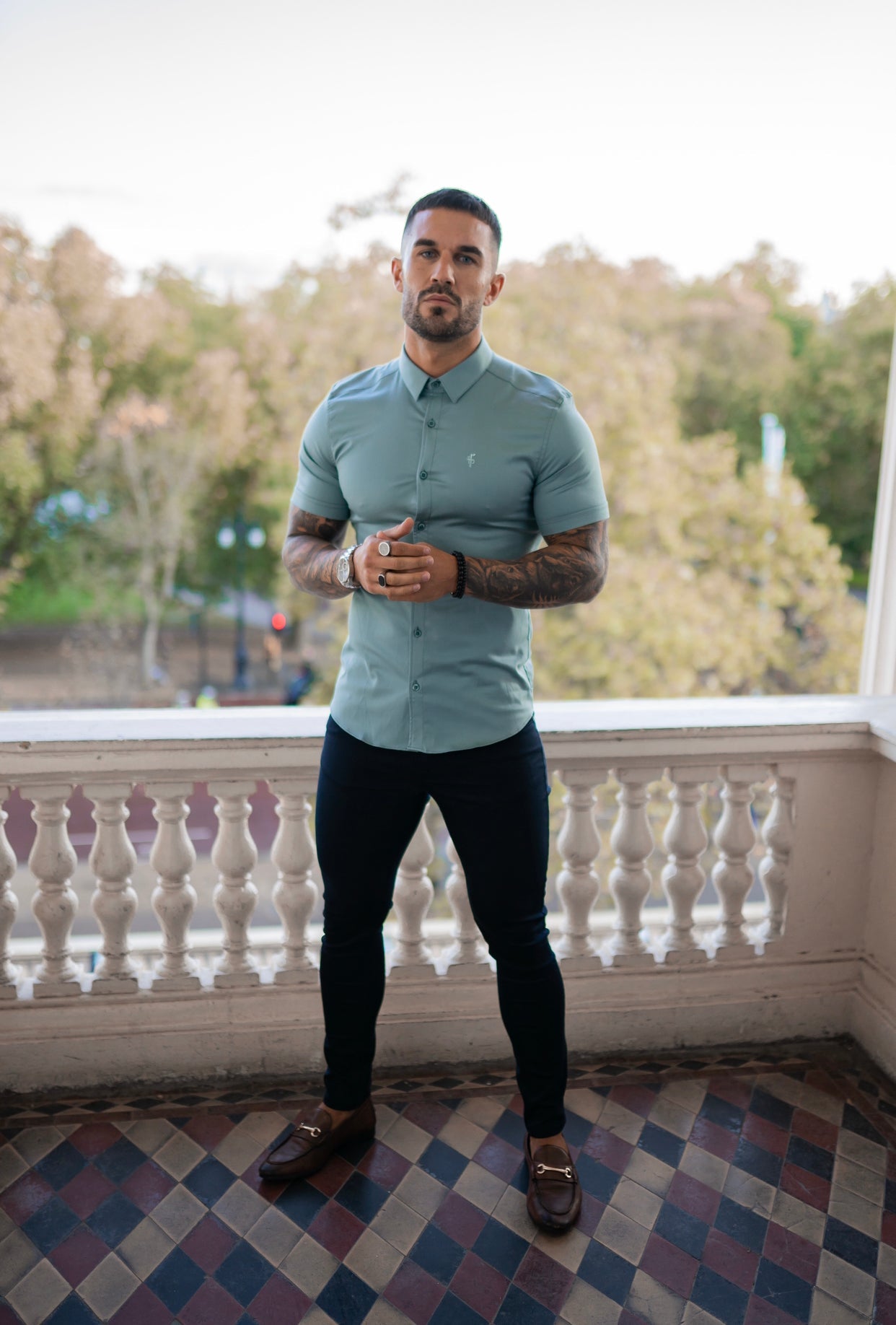 Stylish Slim Fit Navy Sateen Trousers for the Modern Gentleman - Father Sons FSH406