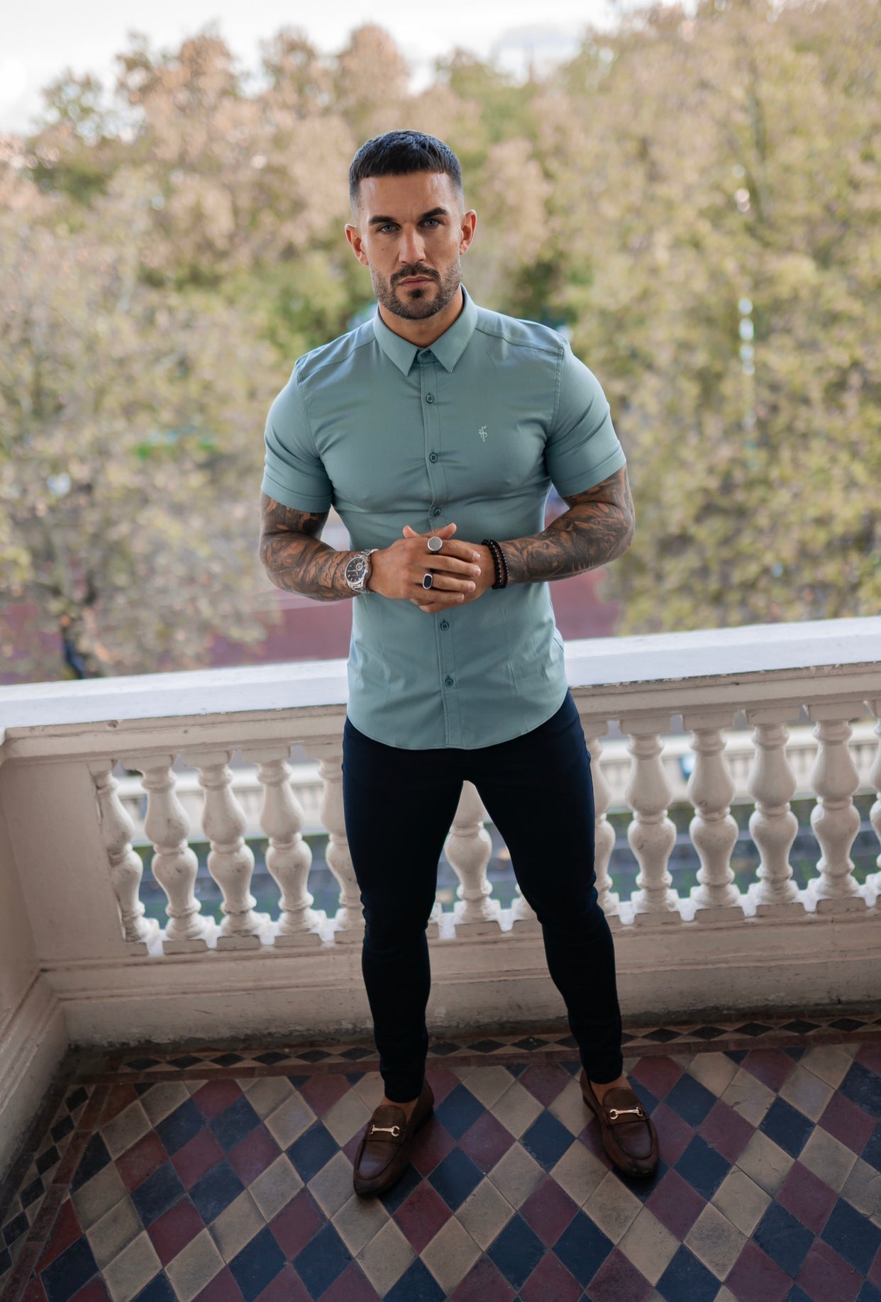 Stylish Slim Fit Navy Sateen Trousers for the Modern Gentleman - Father Sons FSH406