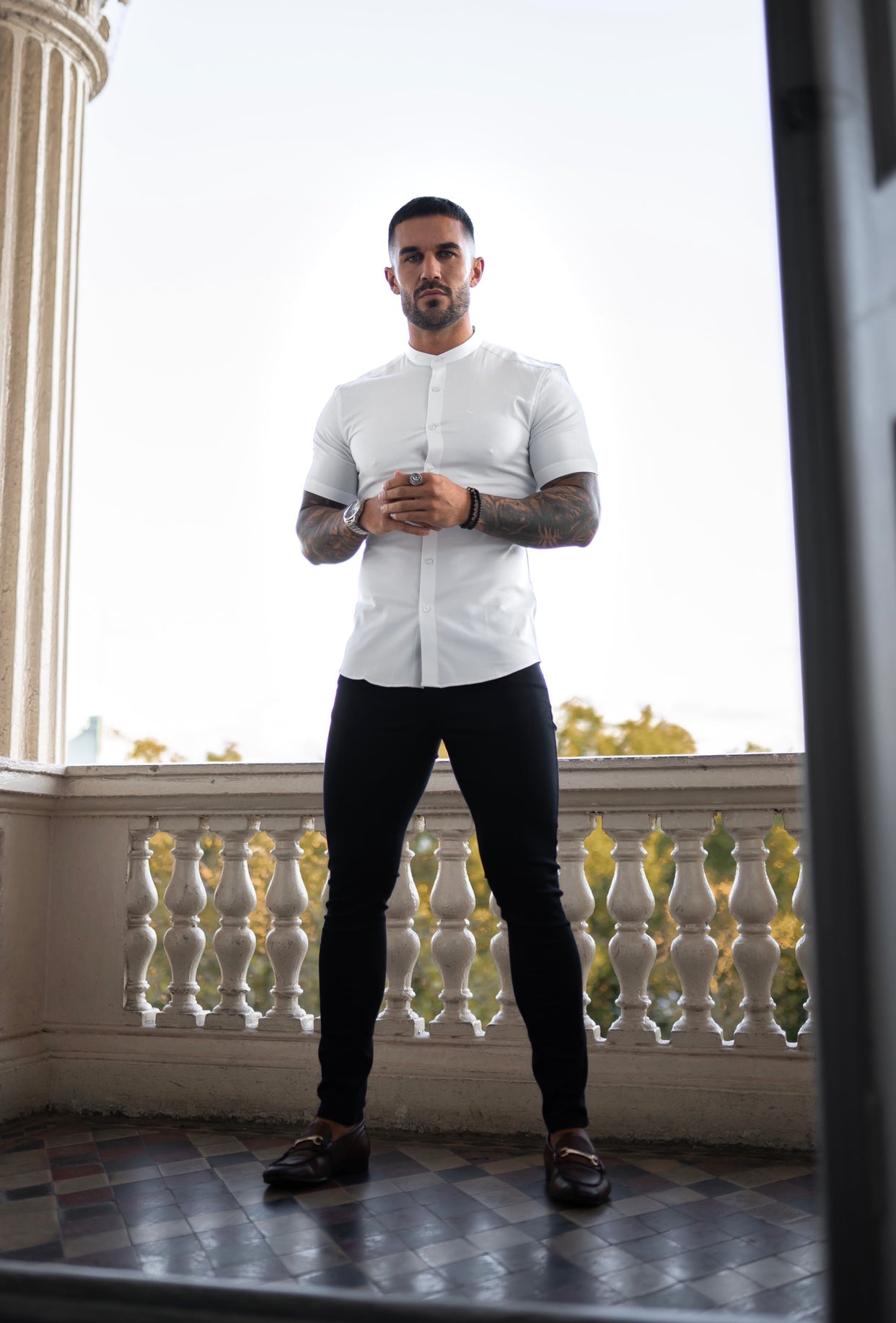 Elegantly Tailored Slim Fit Stretch Black Sateen Trousers for Men - FSH405 by Father Sons