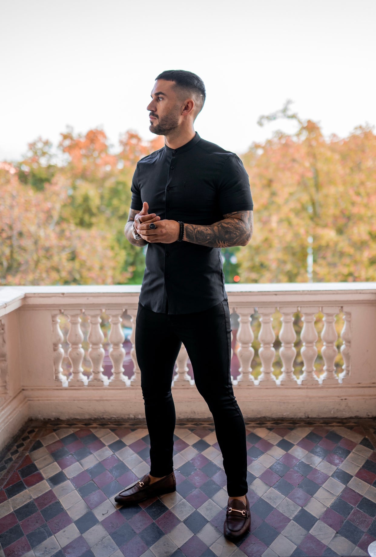 Elegantly Tailored Slim Fit Stretch Black Sateen Trousers for Men - FSH405 by Father Sons