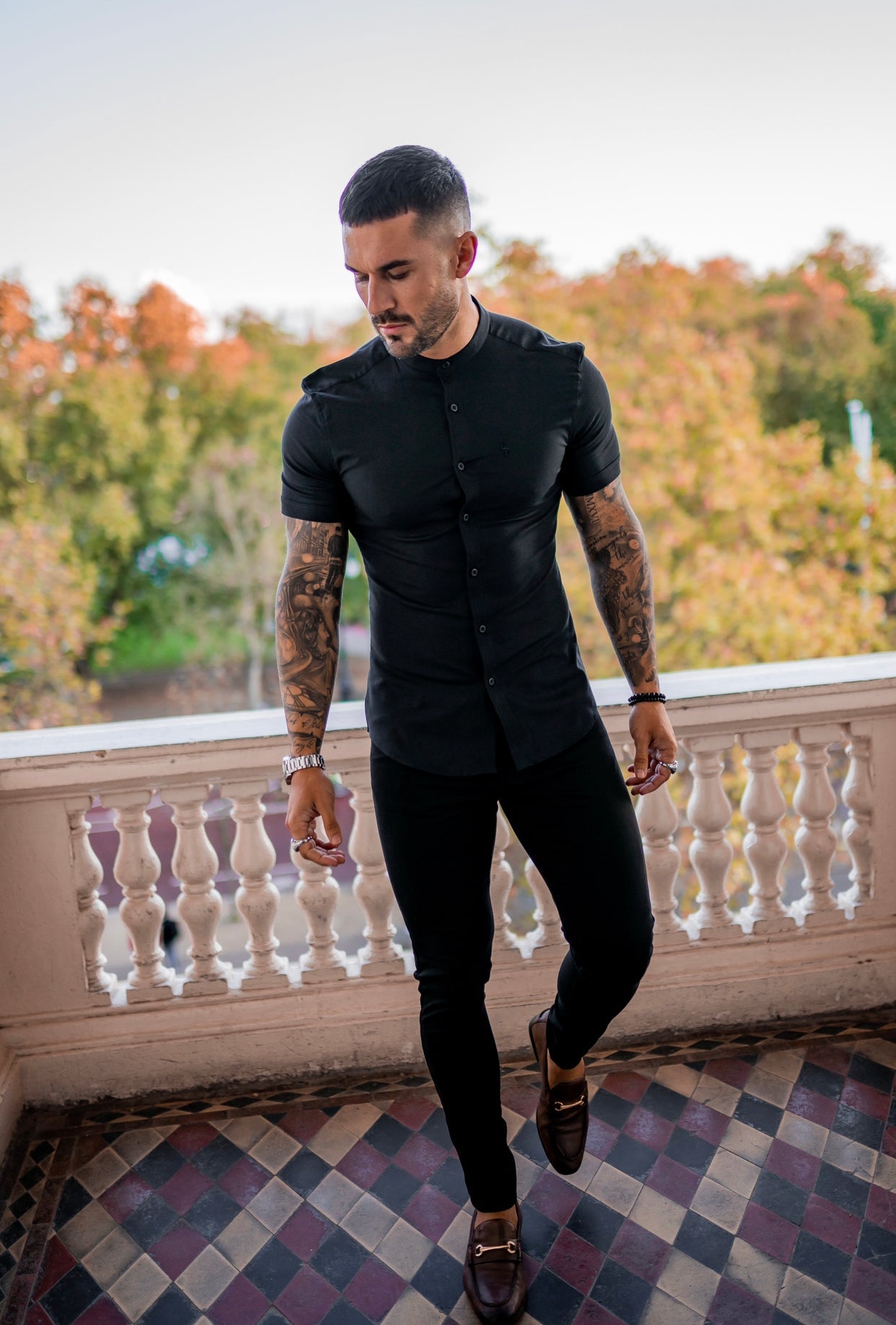 Elegantly Tailored Slim Fit Stretch Black Sateen Trousers for Men - FSH405 by Father Sons