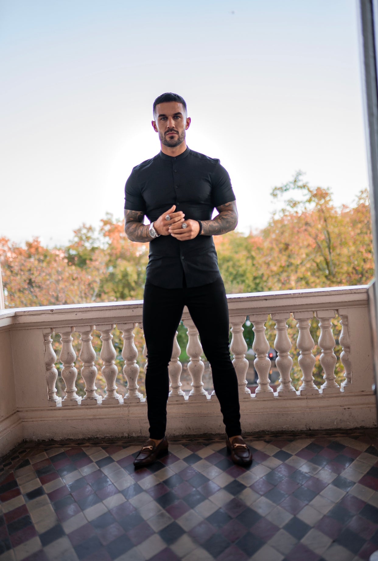 Elegantly Tailored Slim Fit Stretch Black Sateen Trousers for Men - FSH405 by Father Sons