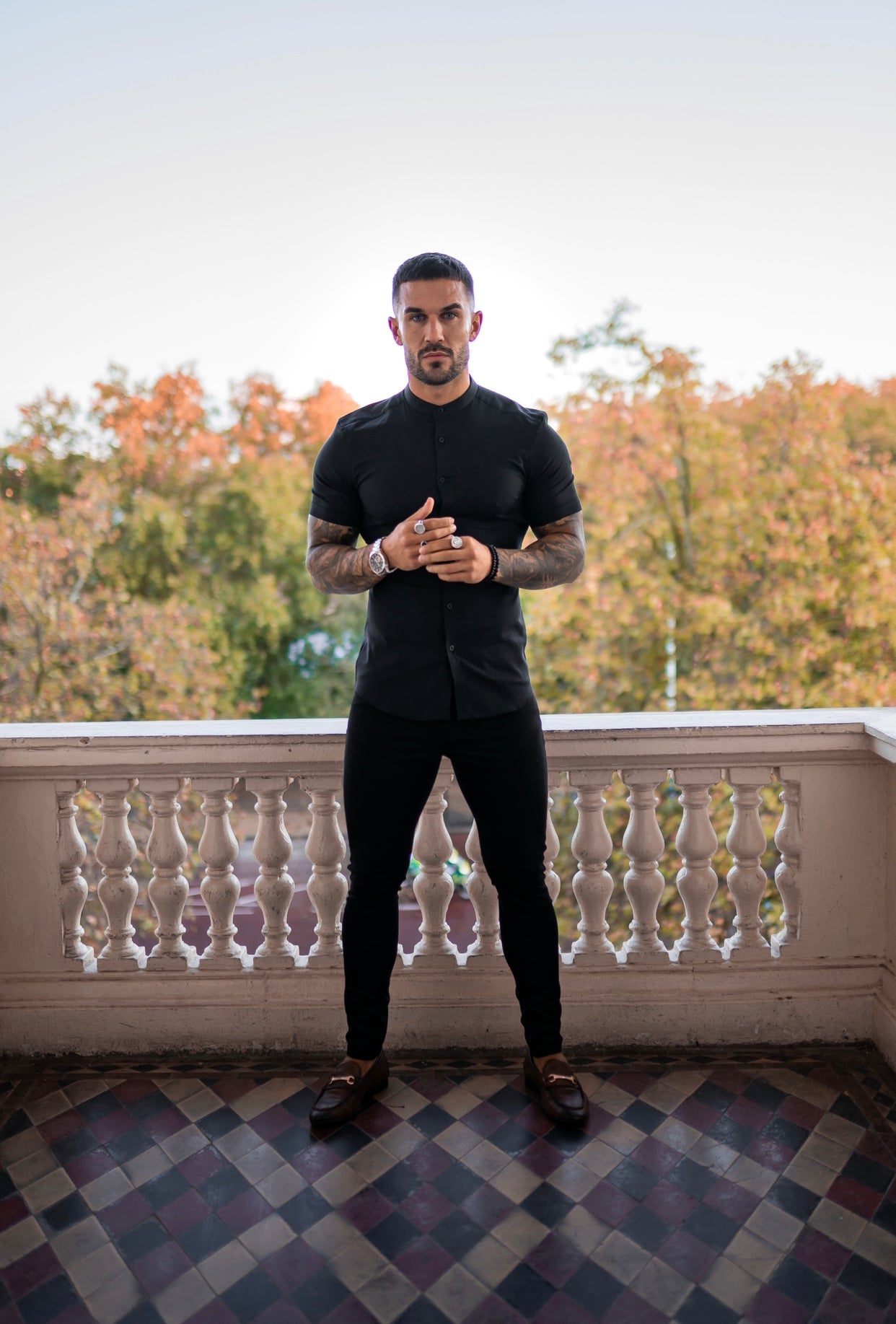 Elegantly Tailored Slim Fit Stretch Black Sateen Trousers for Men - FSH405 by Father Sons