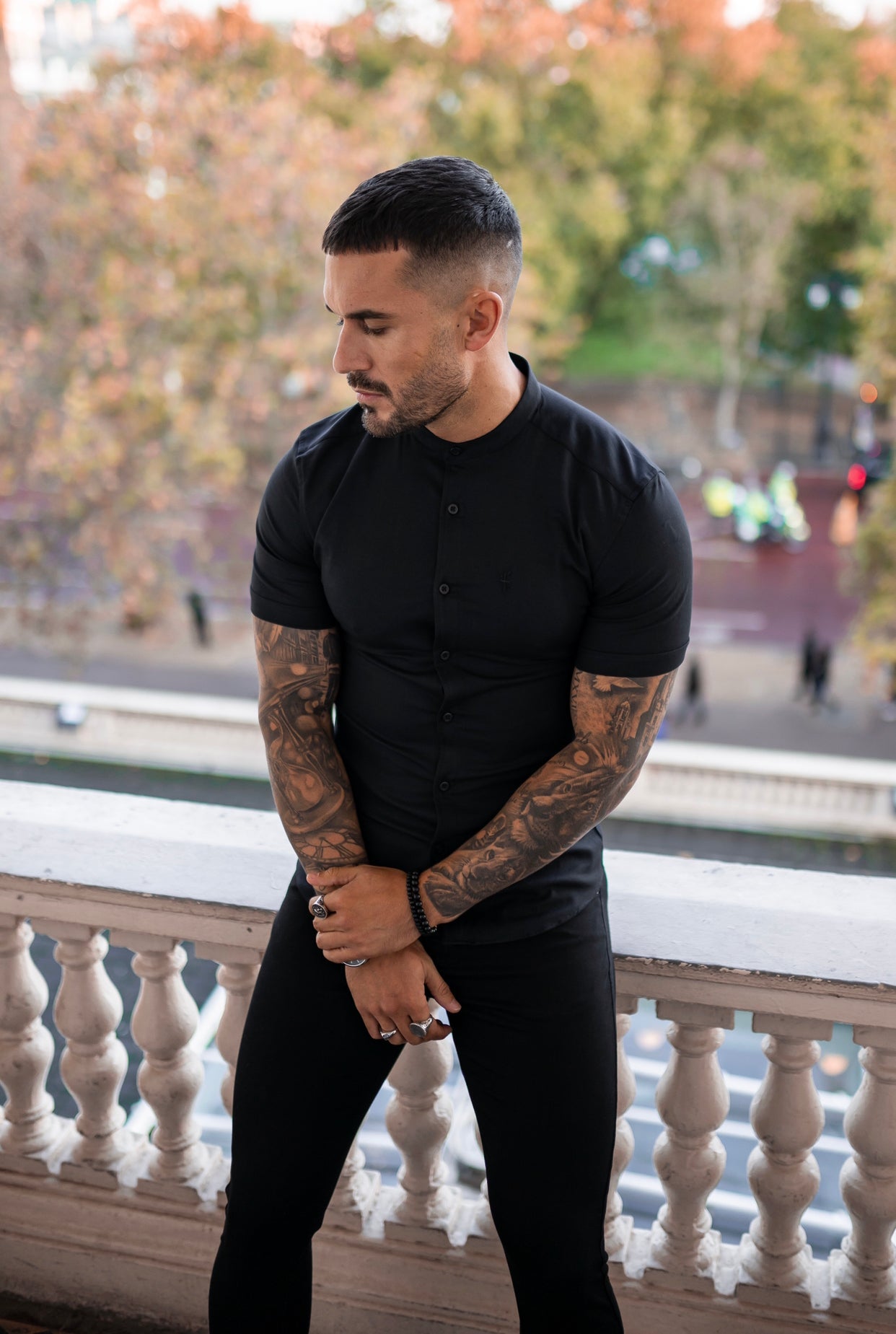 Elegantly Tailored Slim Fit Stretch Black Sateen Trousers for Men - FSH405 by Father Sons