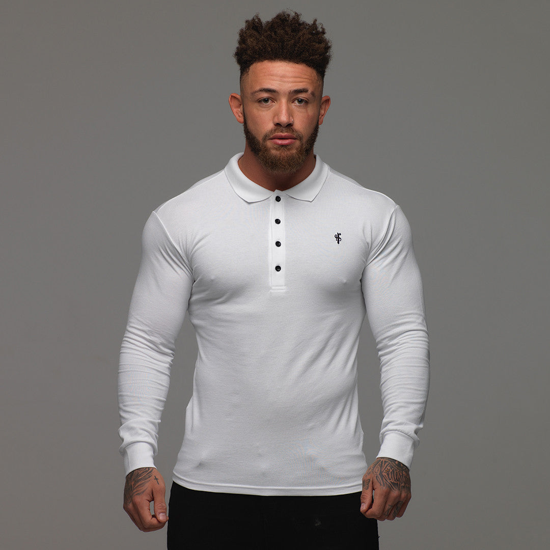 Elevate Your Wardrobe with the Father Sons Elegant Long Sleeve White Polo - FSH039
