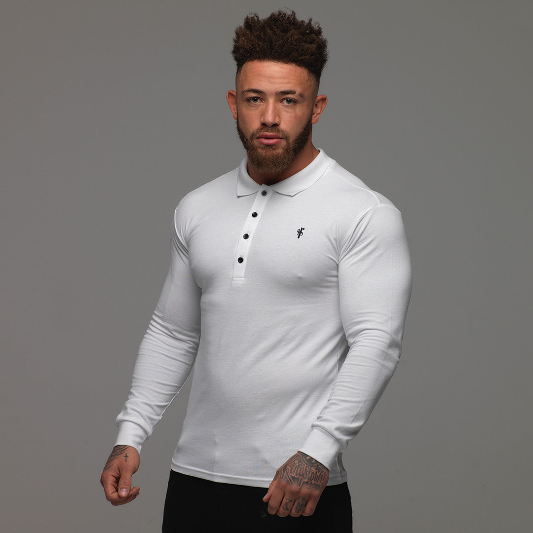Elevate Your Wardrobe with the Father Sons Elegant Long Sleeve White Polo - FSH039