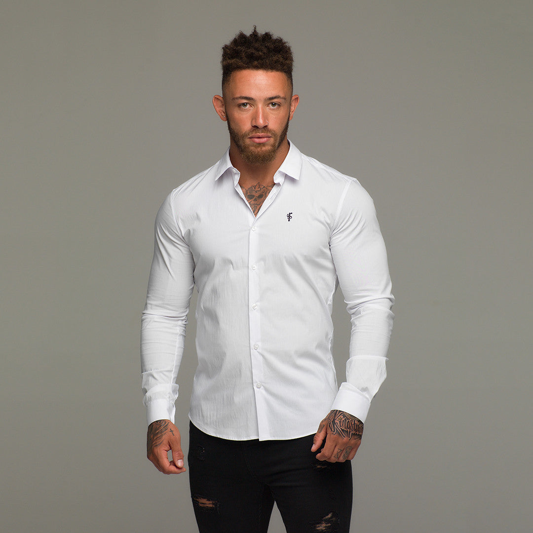 Elevate Your Style with Father Sons Super Slim Stretch Classic White Shirt - FS099