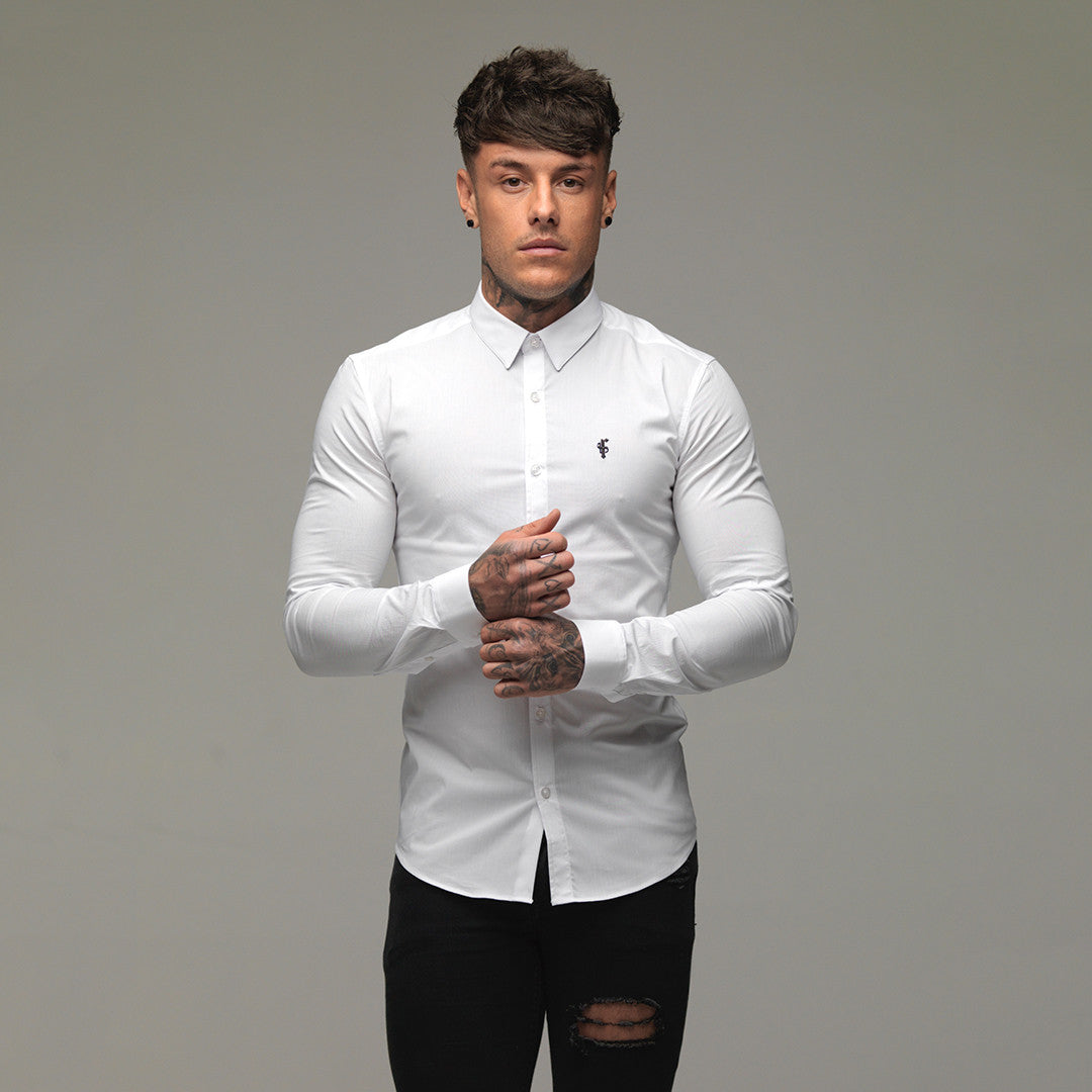 Elevate Your Style with Father Sons Super Slim Stretch Classic White Shirt - FS099