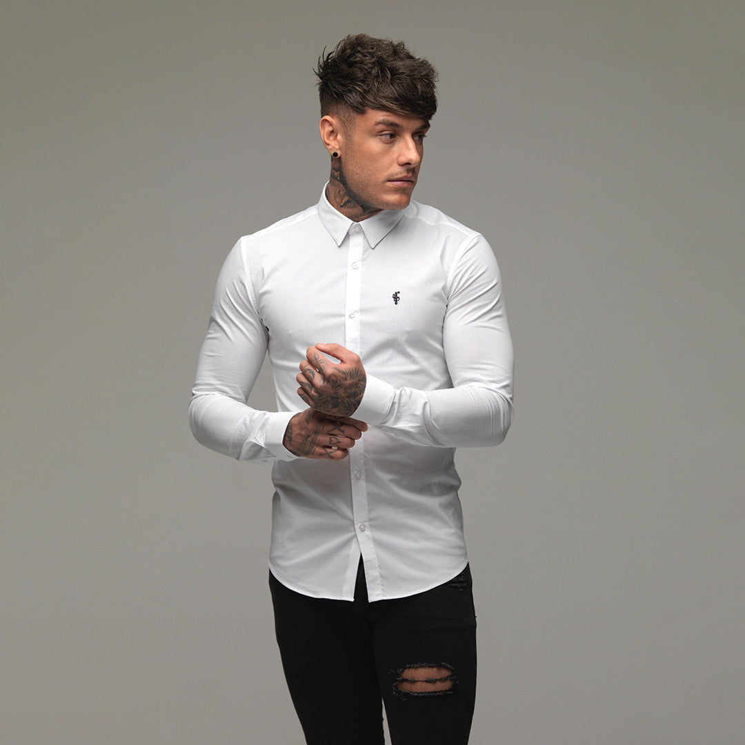 Elevate Your Style with Father Sons Super Slim Stretch Classic White Shirt - FS099