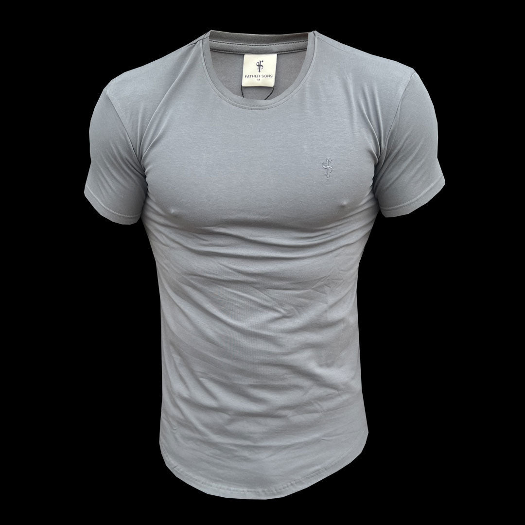 Father Sons Classic Charcoal Curved Hem Crew T-Shirt – Timeless Style with a Modern Twist - FSH993