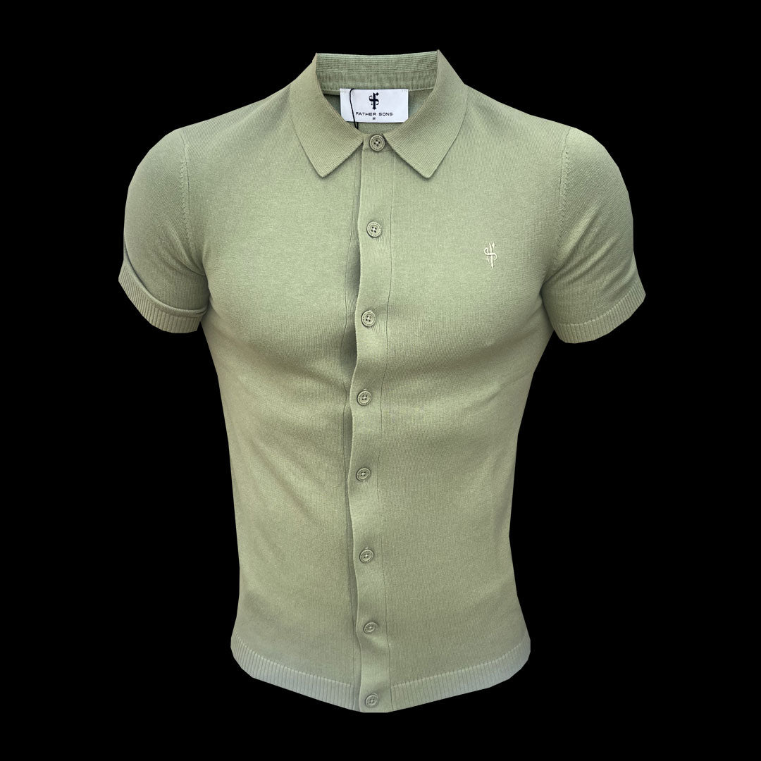 Elevate Your Wardrobe with the Father Sons Classic Olive Knitted Short Sleeve Polo - FSN162