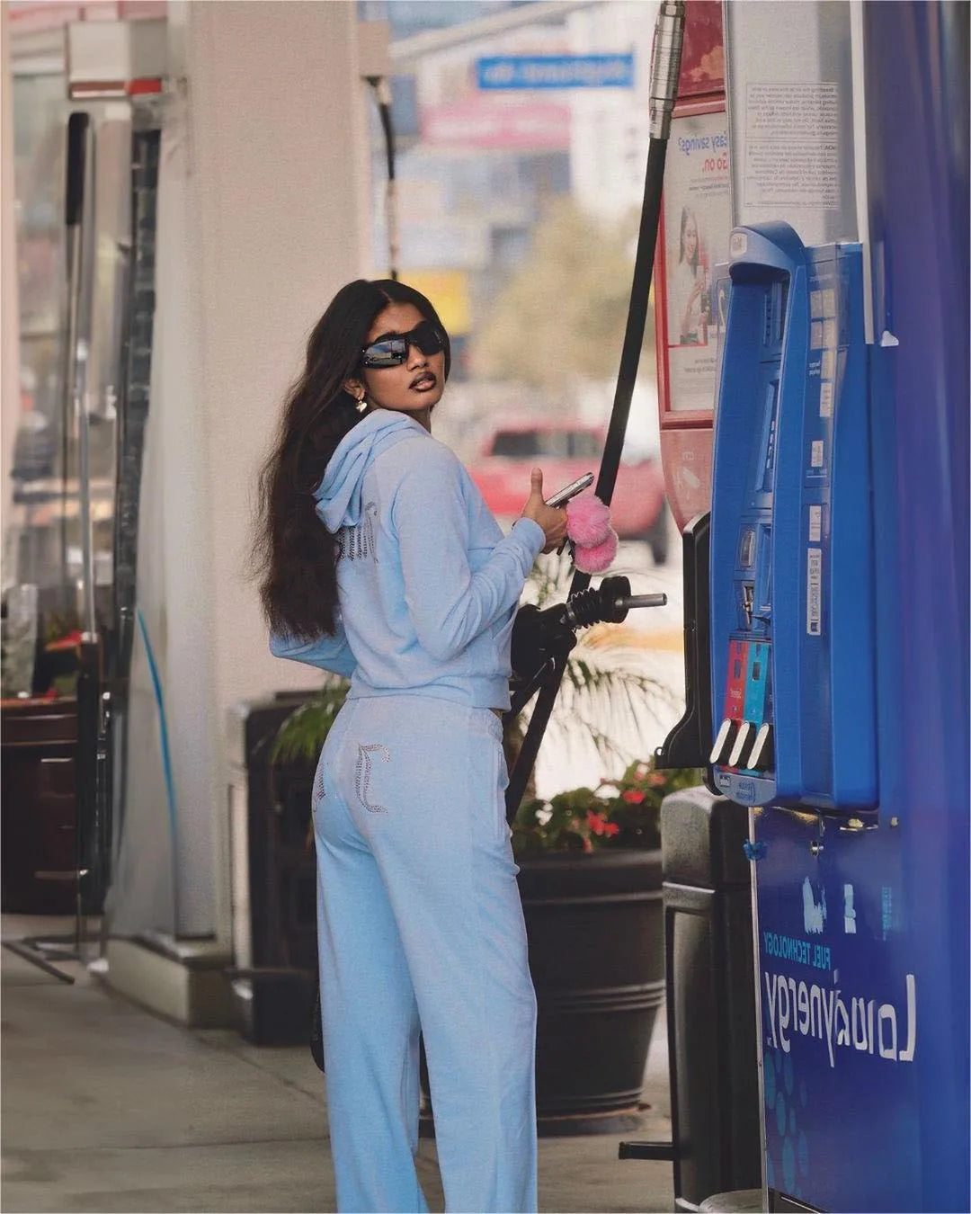 Diamond Letter Hoodie Velvet Tracksuit 2-Piece Set