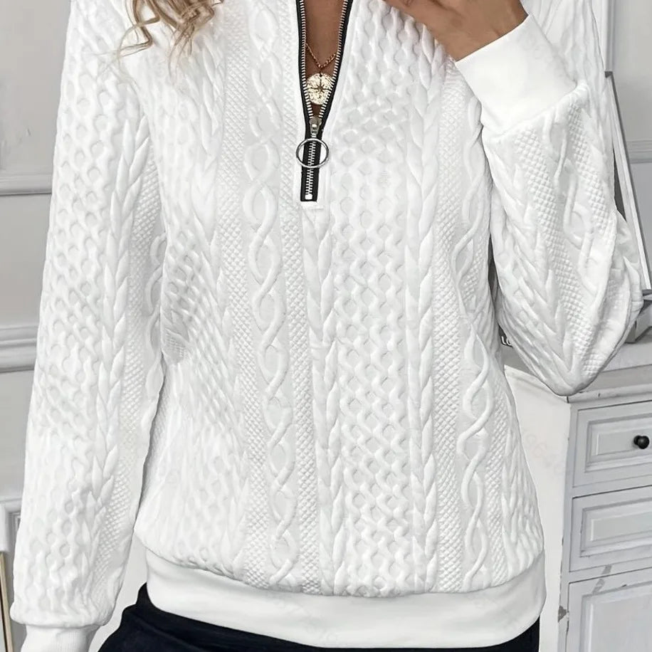 2024 Women's Textured Zip-Up Sweatshirt – Casual Streetwear