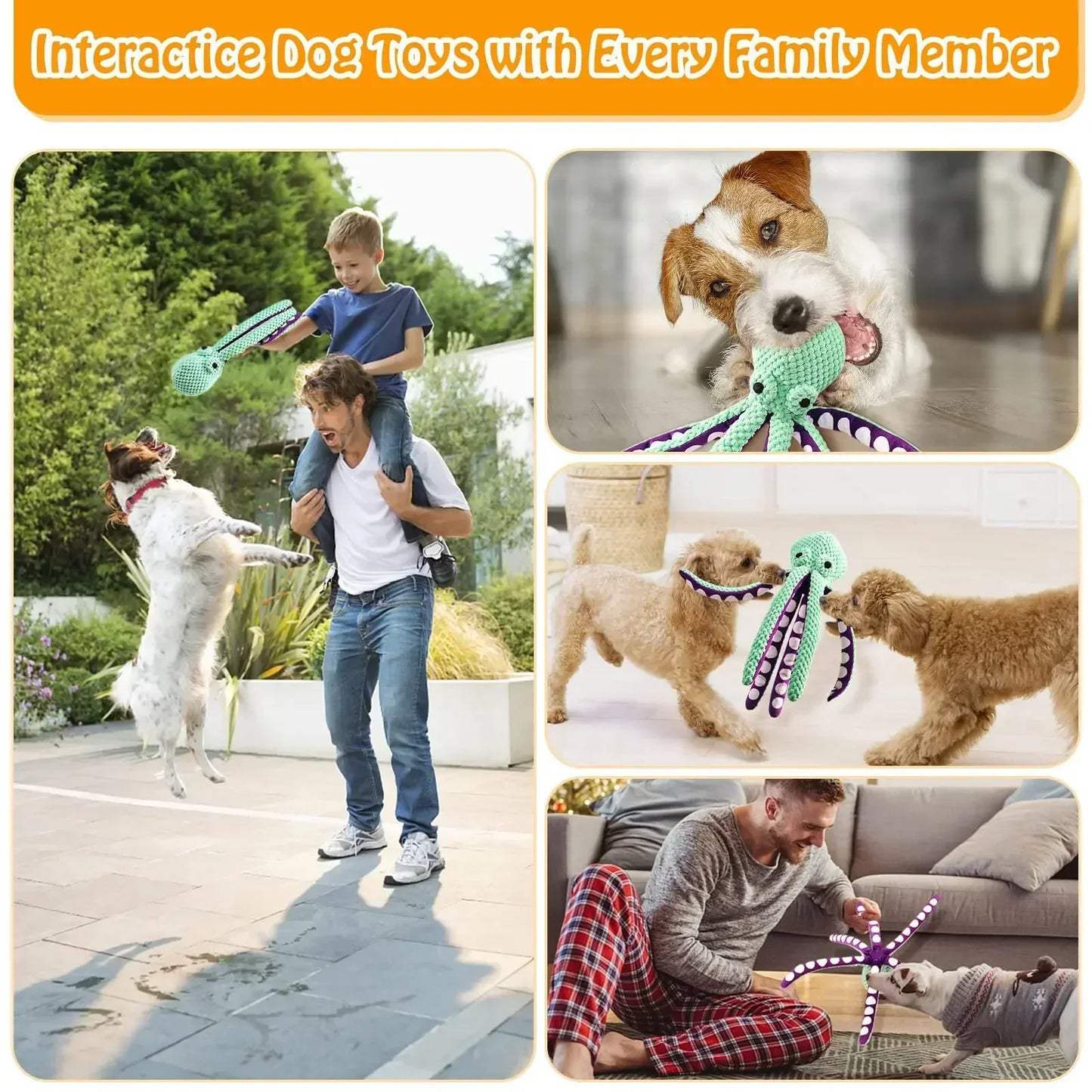 Octopus Plush Chew Toy – Interactive, Bite-Resistant, Teeth Cleaning for Cats and Dogs