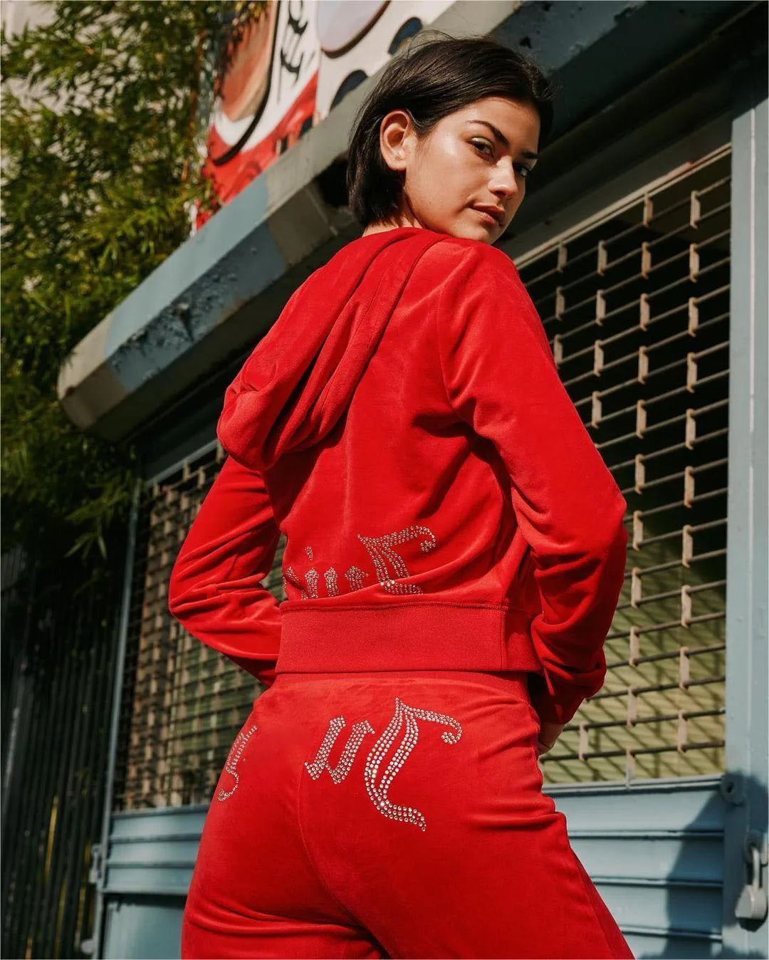 Diamond Letter Hoodie Velvet Tracksuit 2-Piece Set