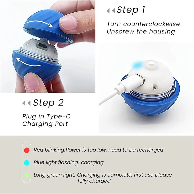 Smart Interactive Dog Ball – USB Rechargeable Automatic Moving Toy for Puppies and Cats"