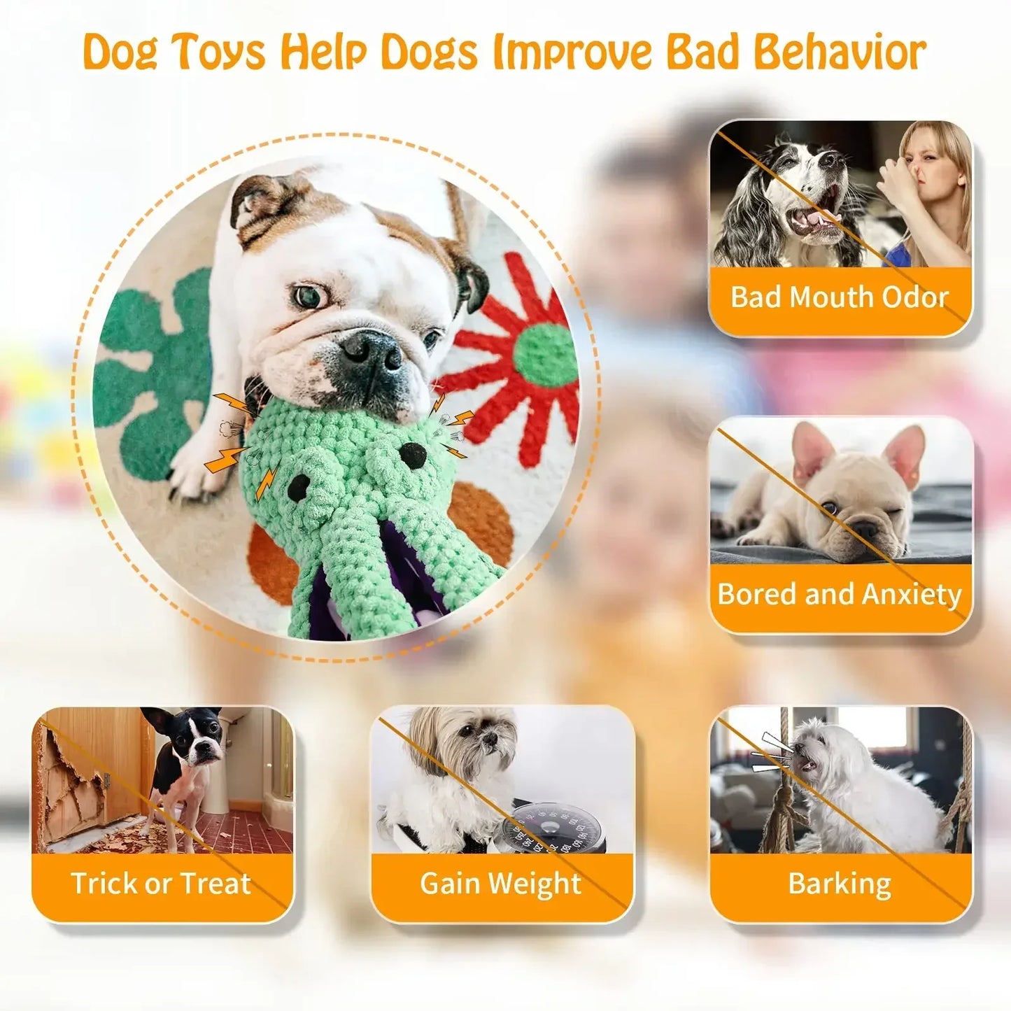 Octopus Plush Chew Toy – Interactive, Bite-Resistant, Teeth Cleaning for Cats and Dogs