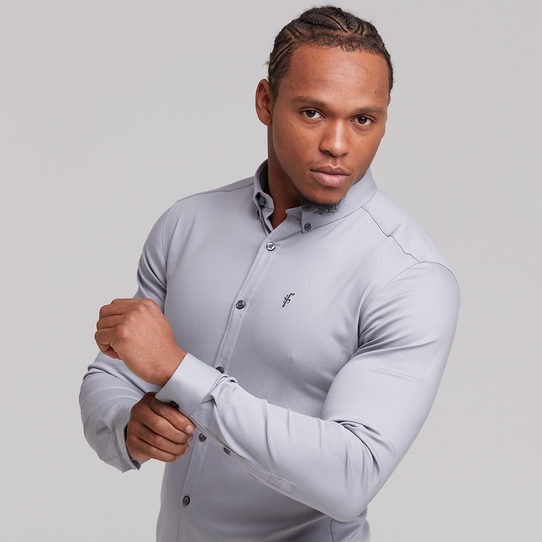 Father Sons Super Slim Stretch Grey Denim Long Sleeve Shirt - Elevate Your Style with FS209