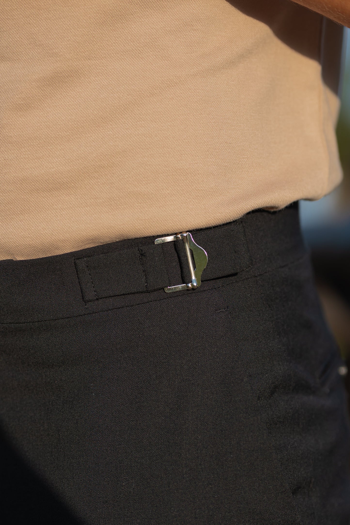 Elevate Your Style: Father Sons Slim Fit Black Stretch Trousers with Chic Silver Waist Adjusters - Pre-Order Now for September 19th!