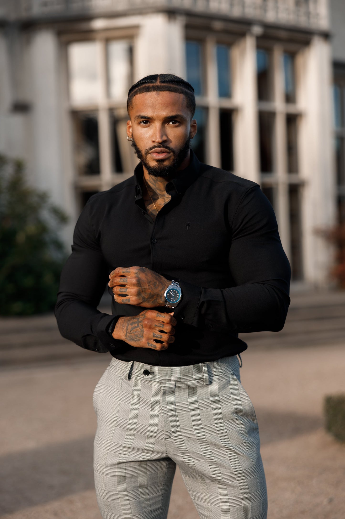 Elevate Your Style with Father Sons Slim Fit Grey Prince of Wales Check Stretch Trousers - Pre-Order Now for Release on 19th September!